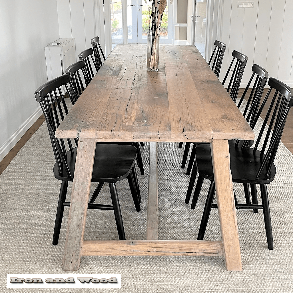 Oud eiken kloostertafel "Stockholm"