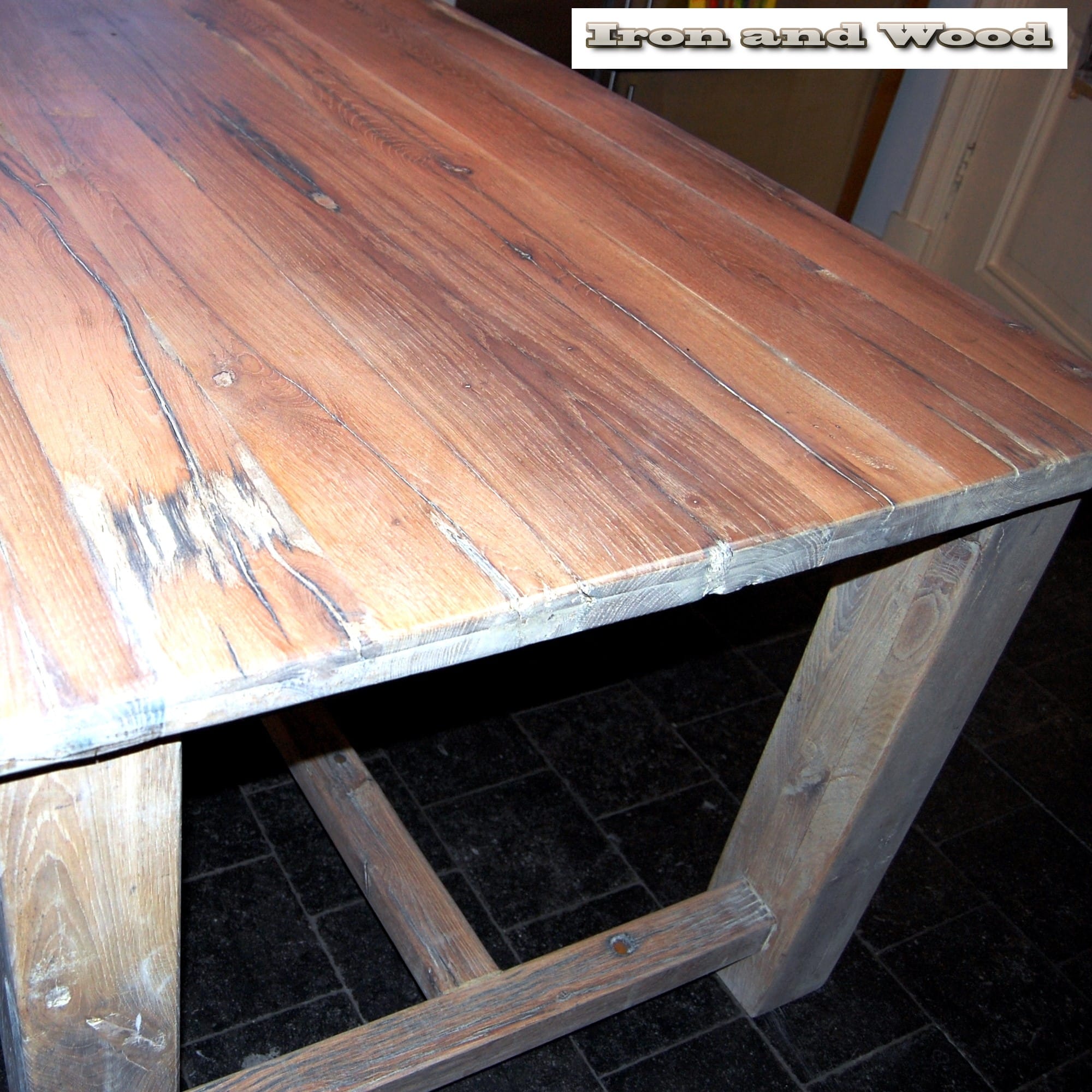 Oud eiken kloostertafel "Oslo" - Afbeelding 2