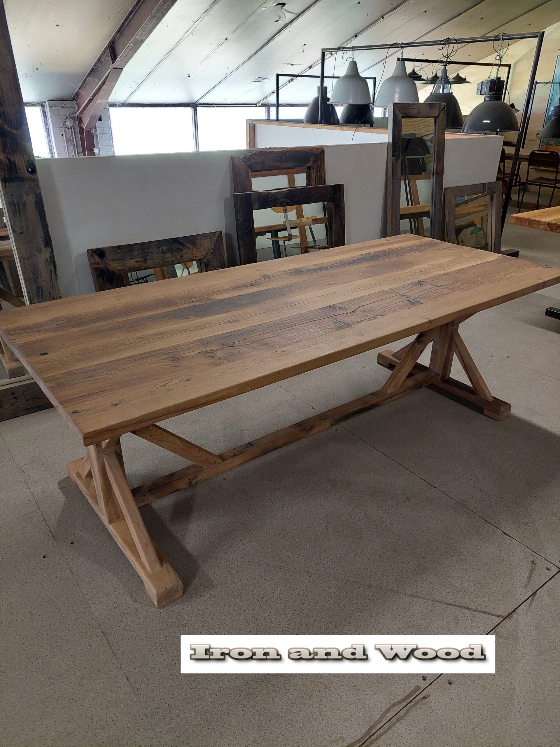 Oud eiken kloostertafel / kasteeltafel "Kopenhagen" - Afbeelding 4