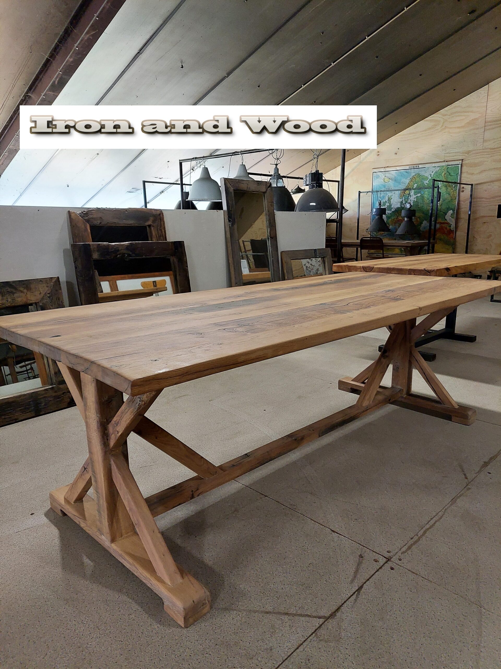 Oud eiken kloostertafel / kasteeltafel "Kopenhagen" - Afbeelding 7