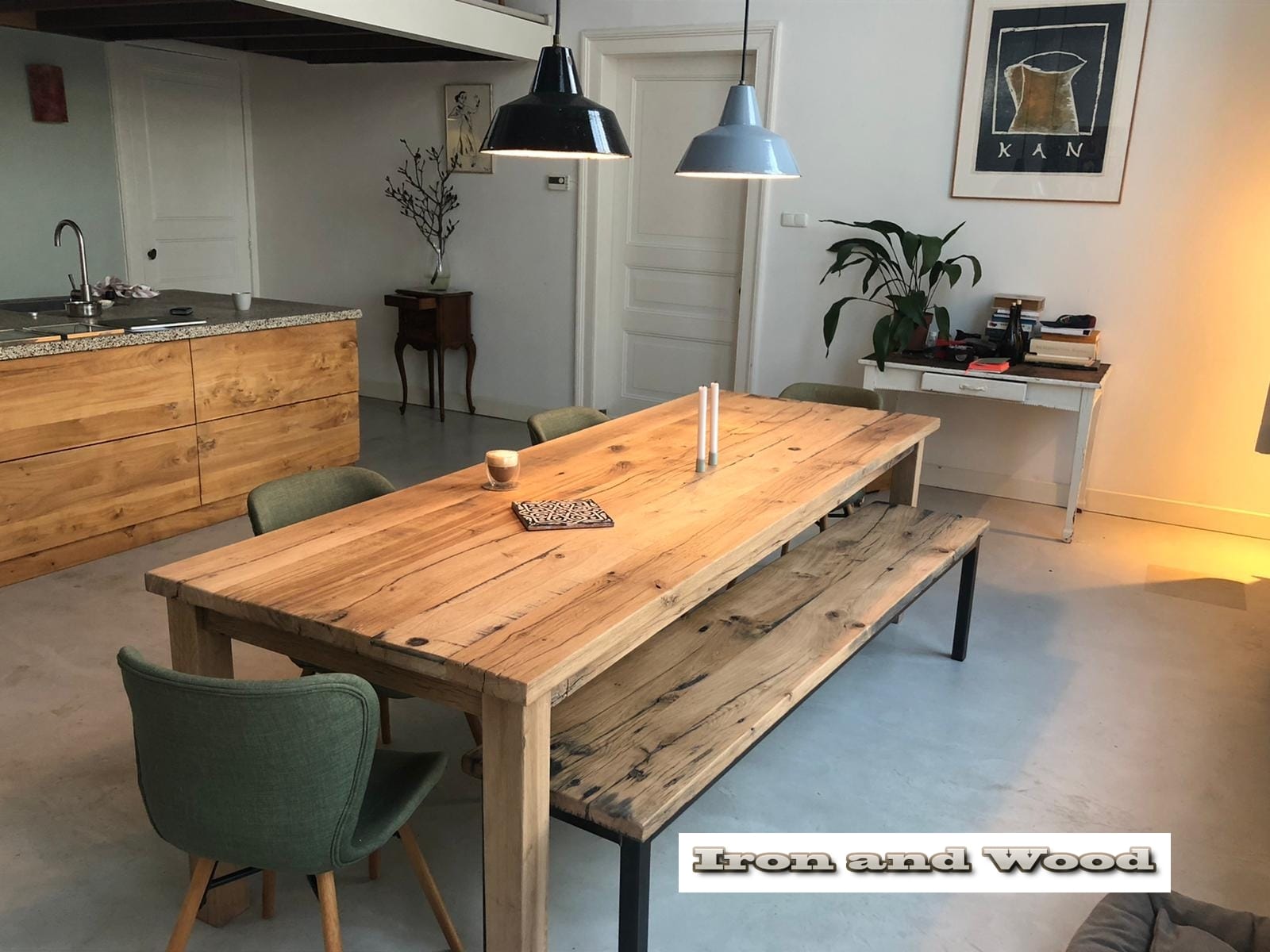 Oud eiken eettafel "Moskou" - Afbeelding 3