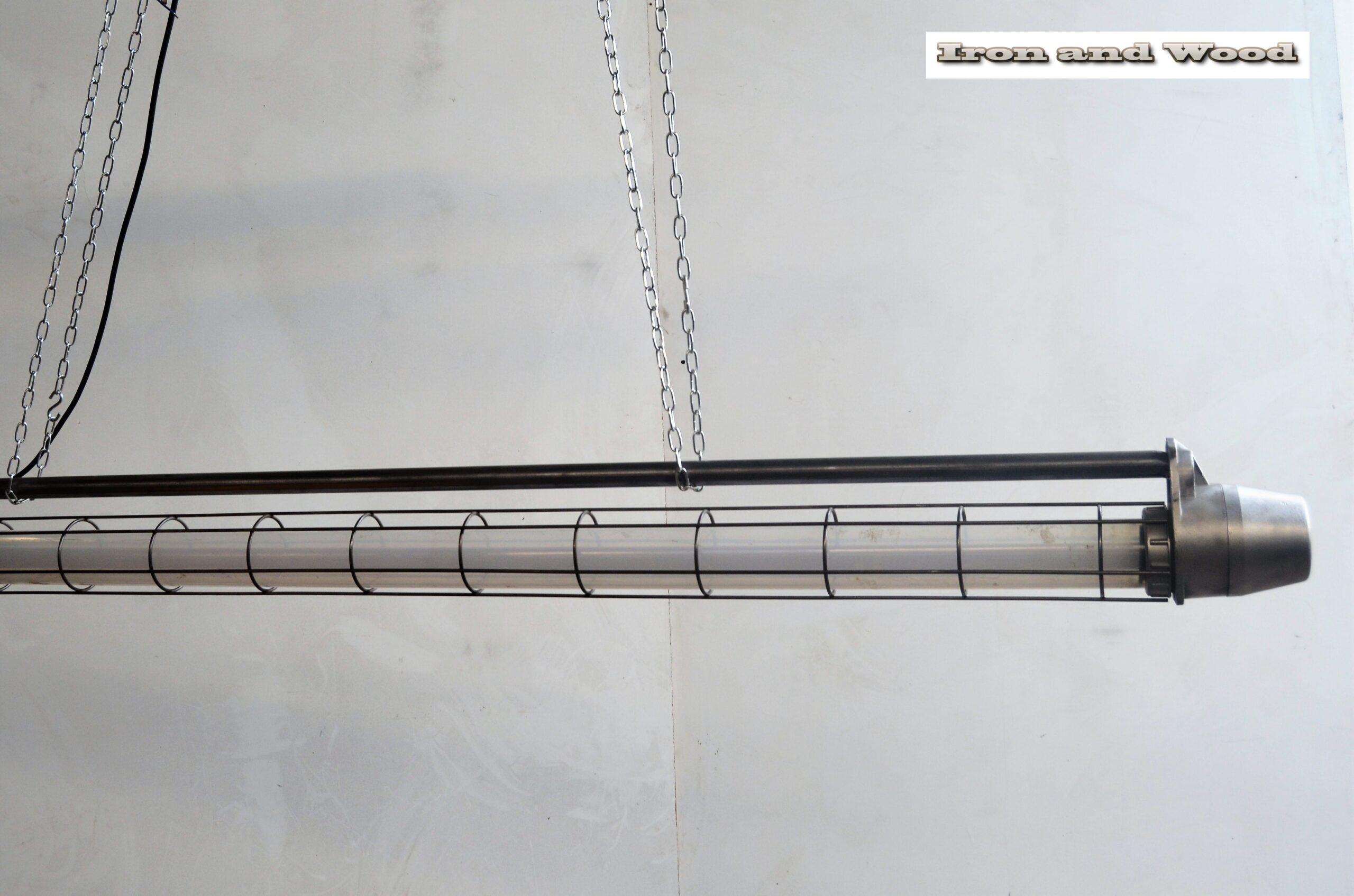 Industriele oude gepolijste TL lamp / kooilamp / TL tube met dimbare led TL - Image 9