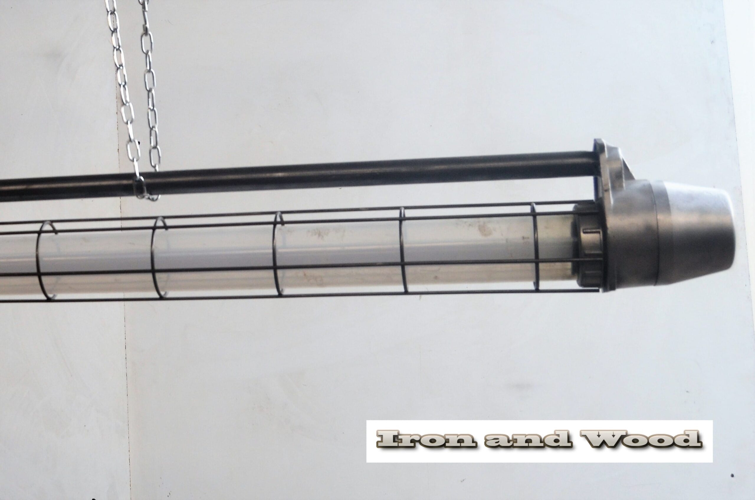Industriele oude gepolijste TL lamp / kooilamp / TL tube met dimbare led TL - Image 12