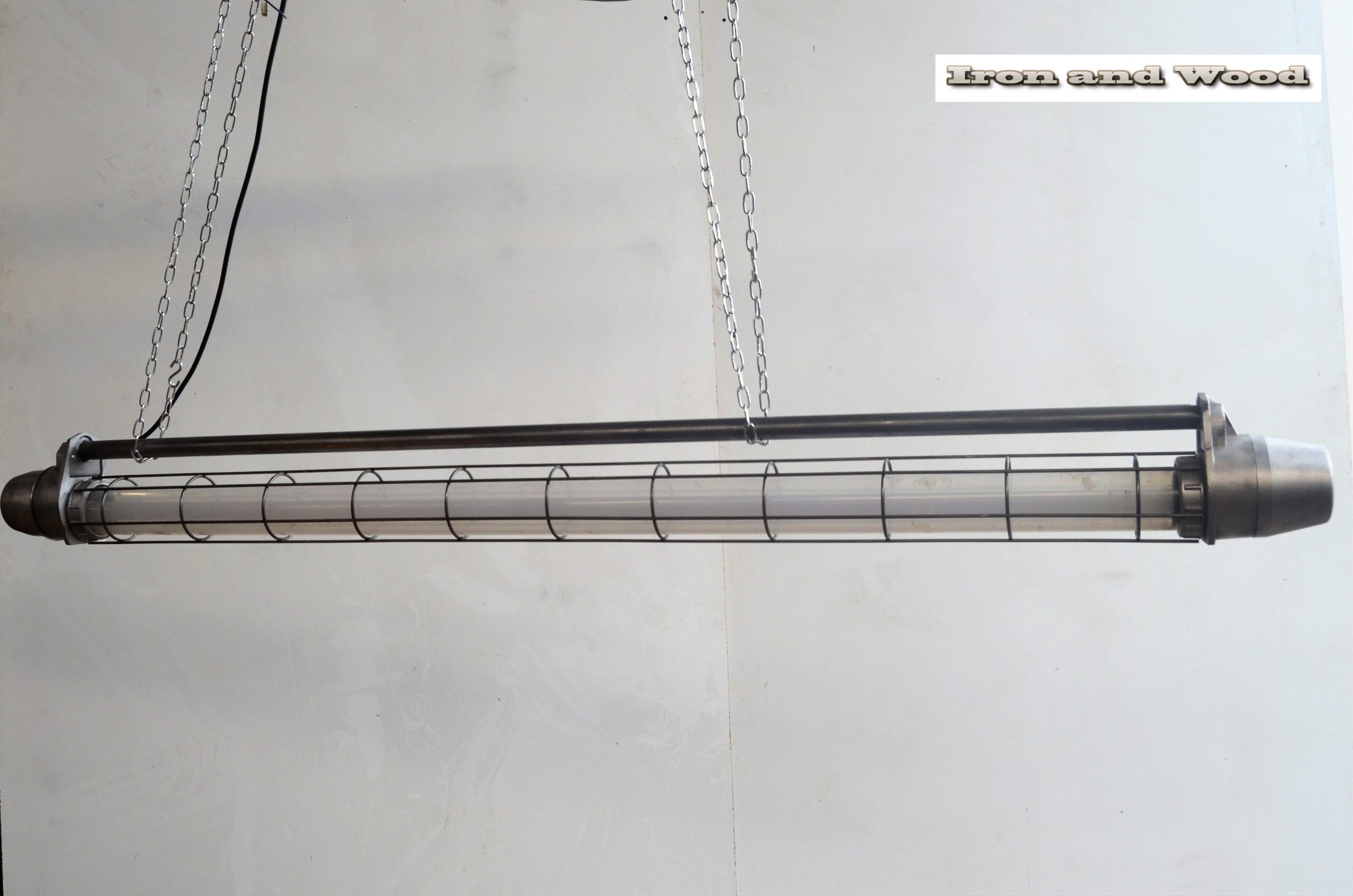 Industriele oude gepolijste TL lamp / kooilamp / TL tube met dimbare led TL - Image 17