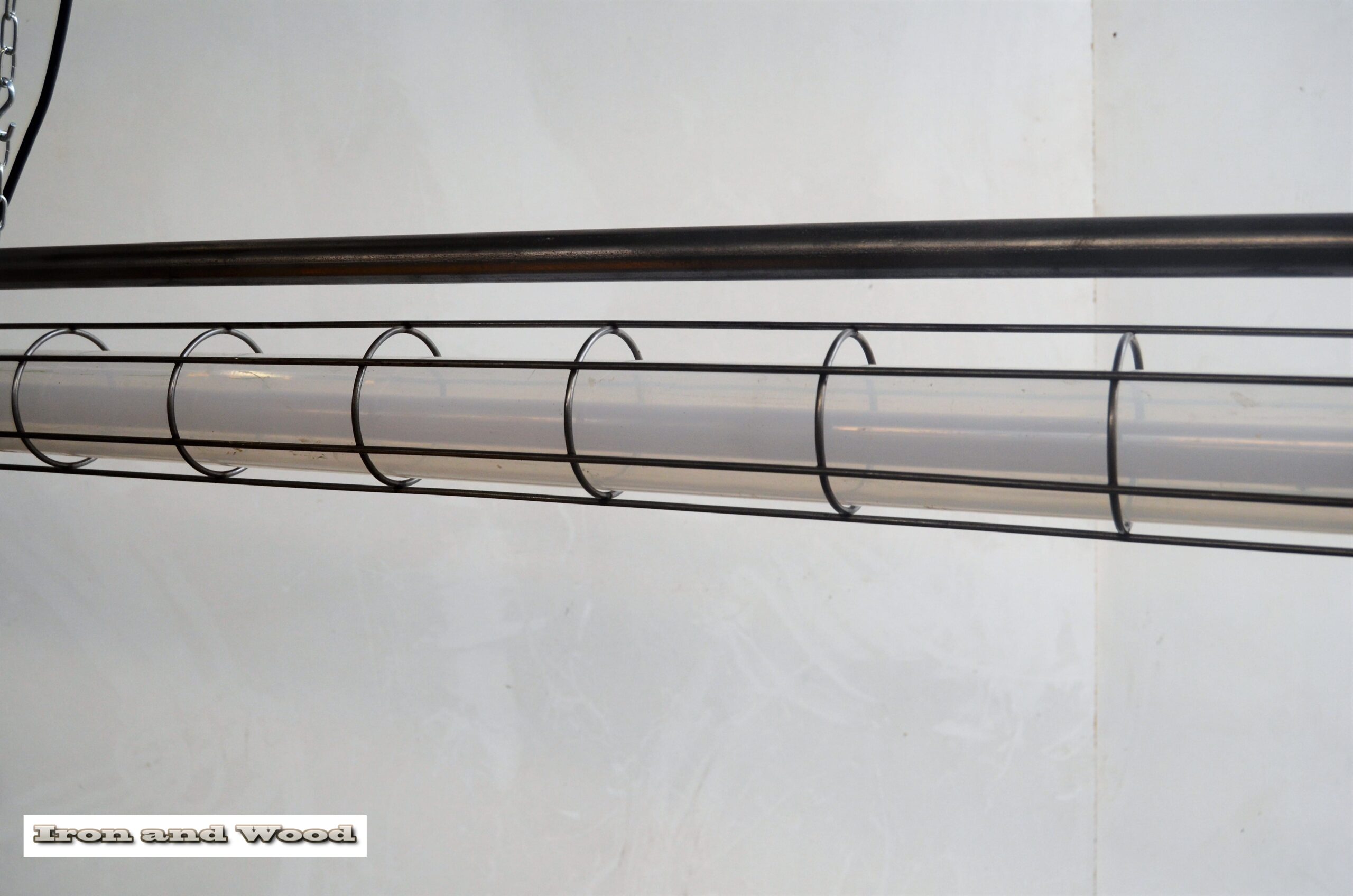 Industriele oude gepolijste TL lamp / kooilamp / TL tube met dimbare led TL - Image 5