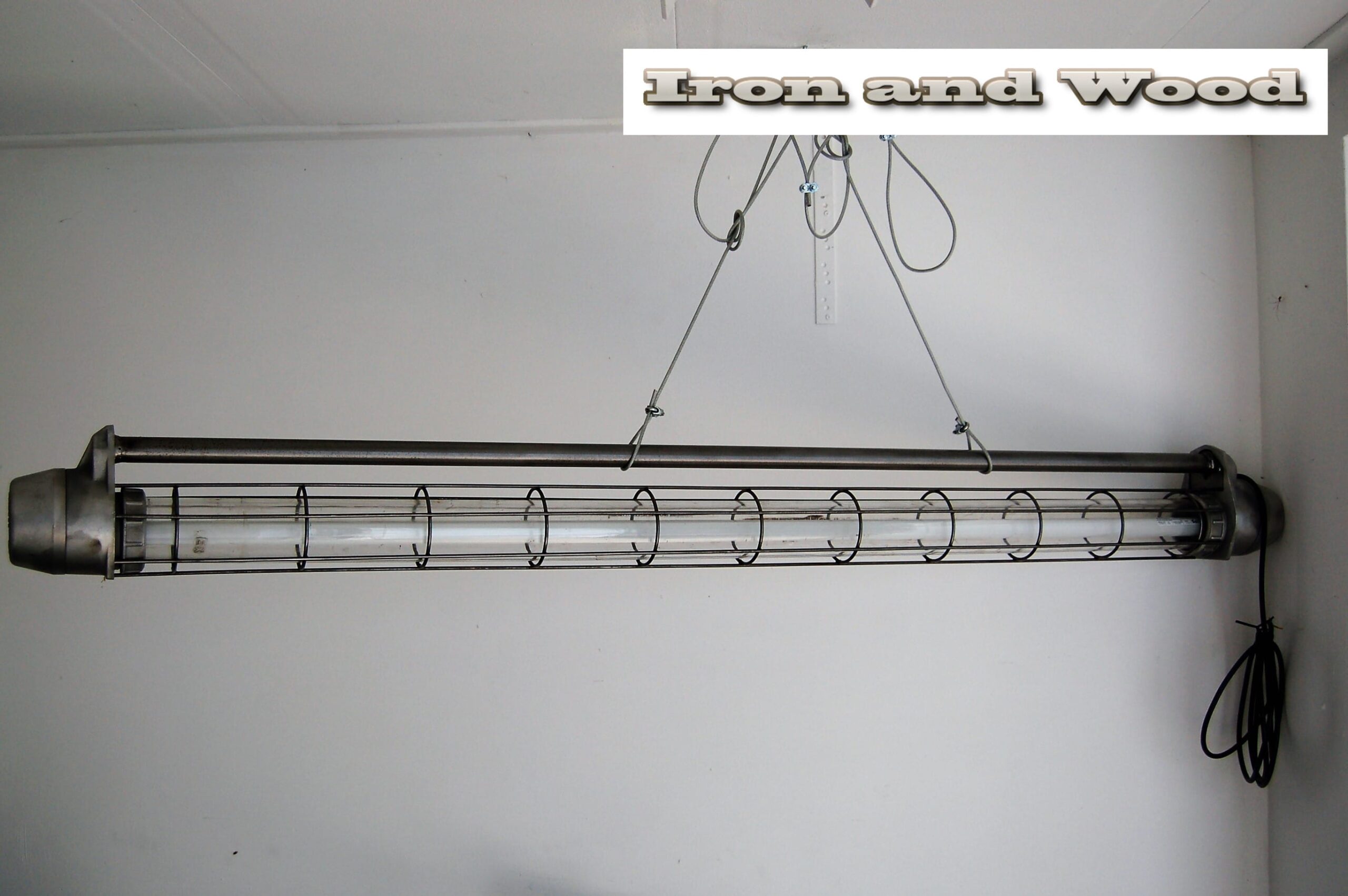 Industriele oude gepolijste TL lamp / kooilamp / TL tube met dimbare led TL - Image 15