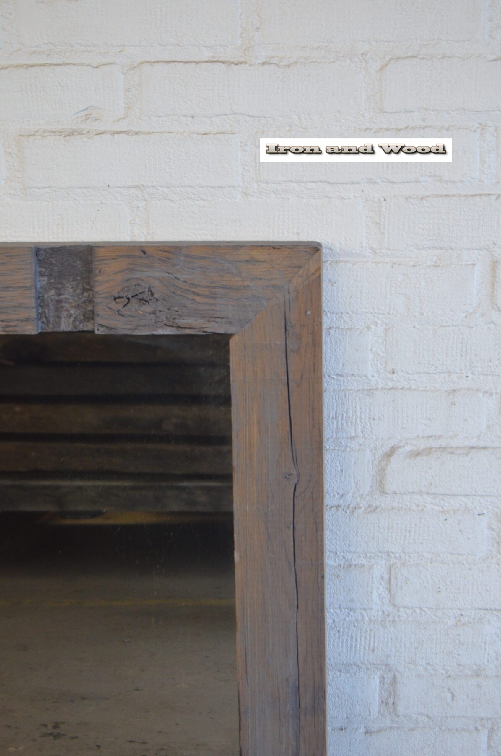 Robuuste grote spiegel van oude wagonplanken/ wagondelen afm. 88 x 72 lijst 9 cm - Image 5