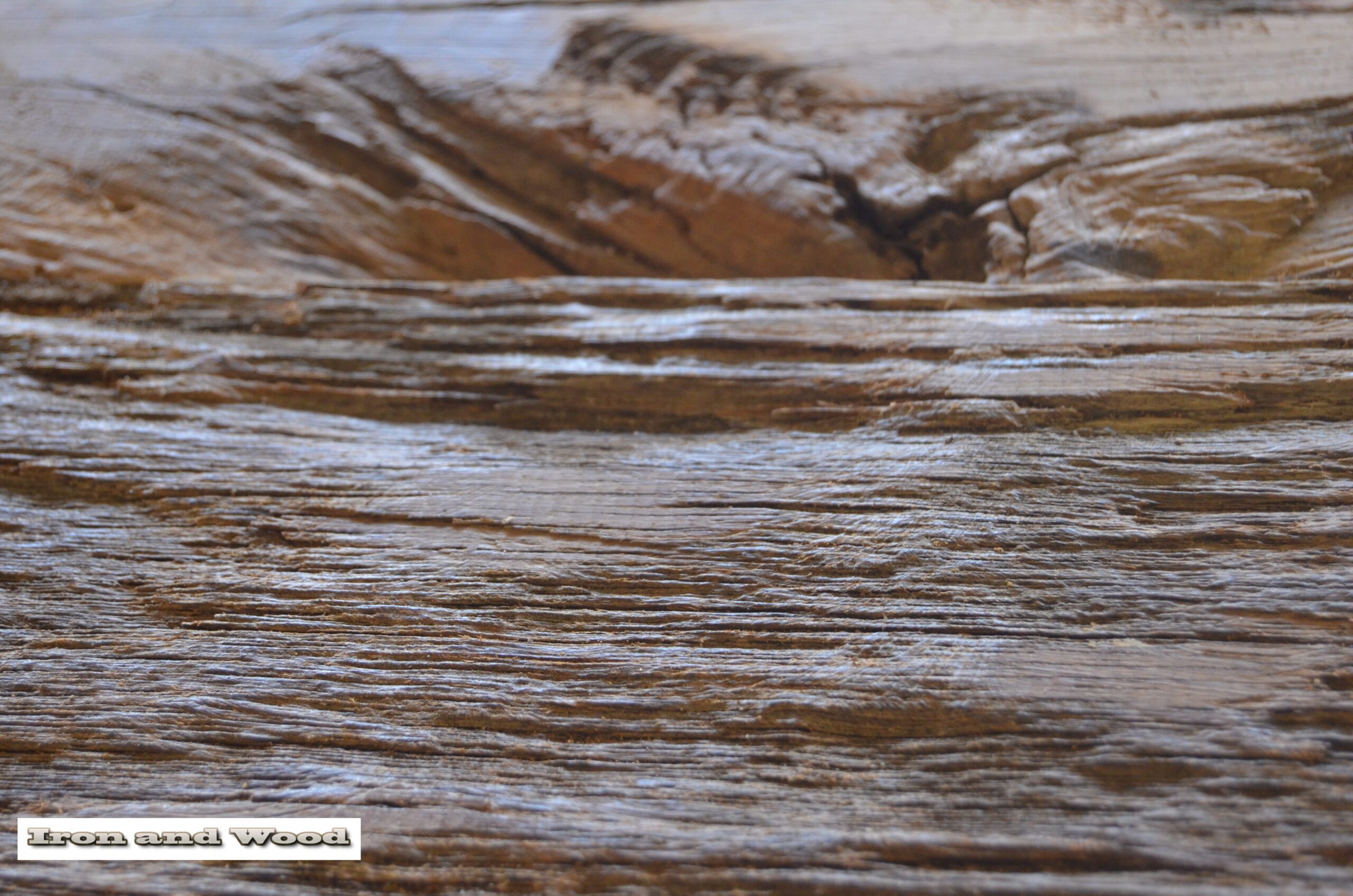 Oud eiken barnwood kloostertafel "Praag" - Afbeelding 17