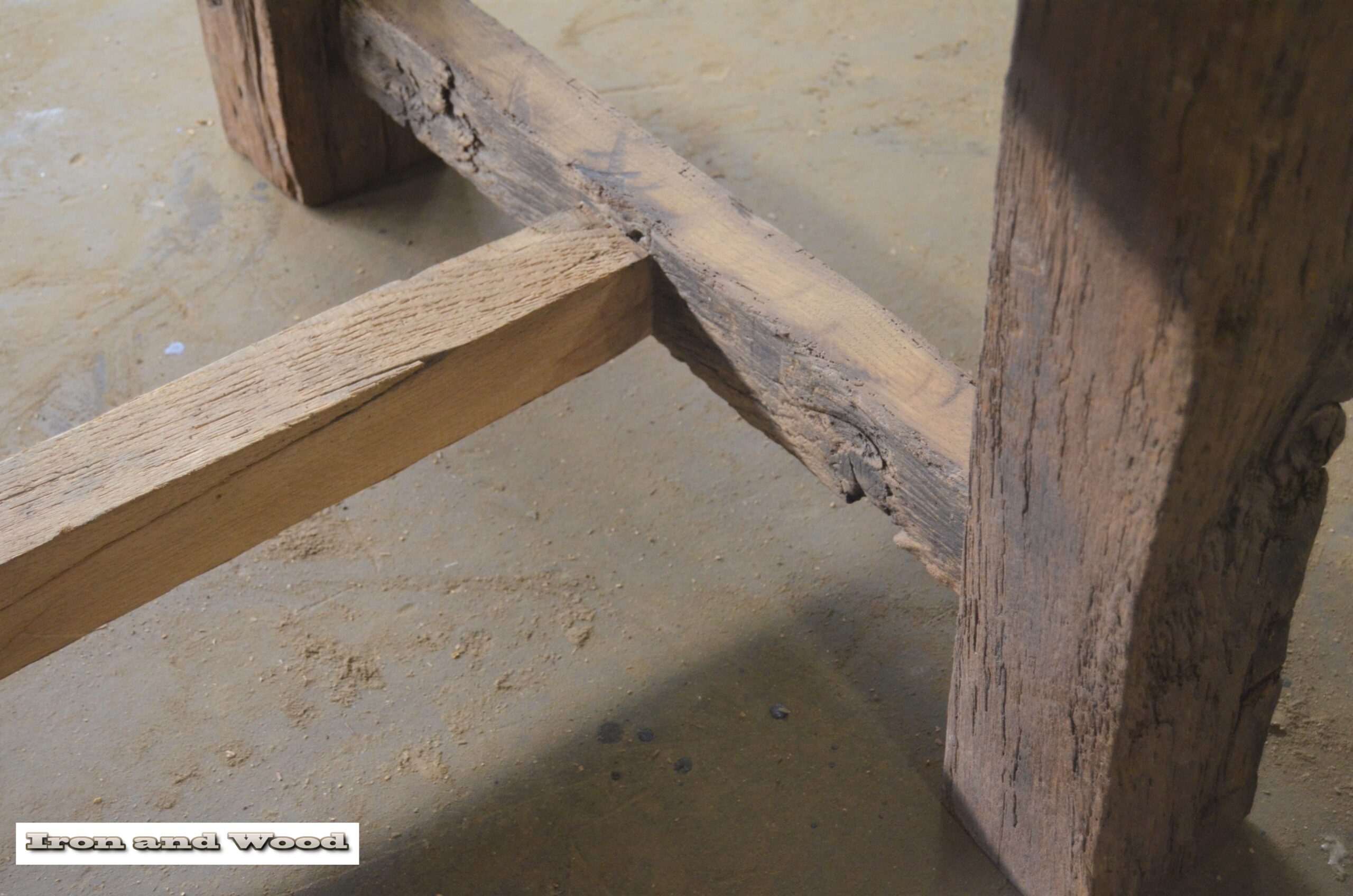 Oud eiken barnwood kloostertafel "Praag" - Afbeelding 24
