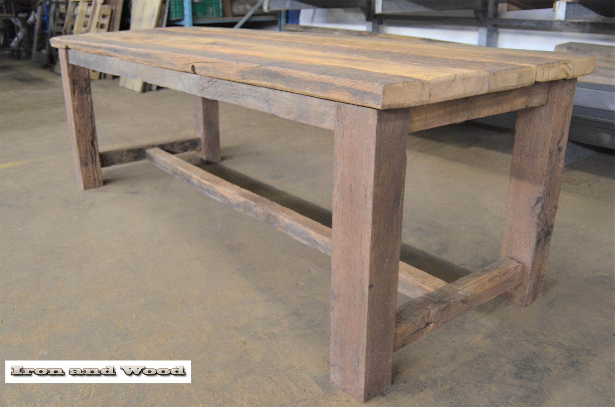 Oud eiken barnwood kloostertafel "Praag" - Afbeelding 18