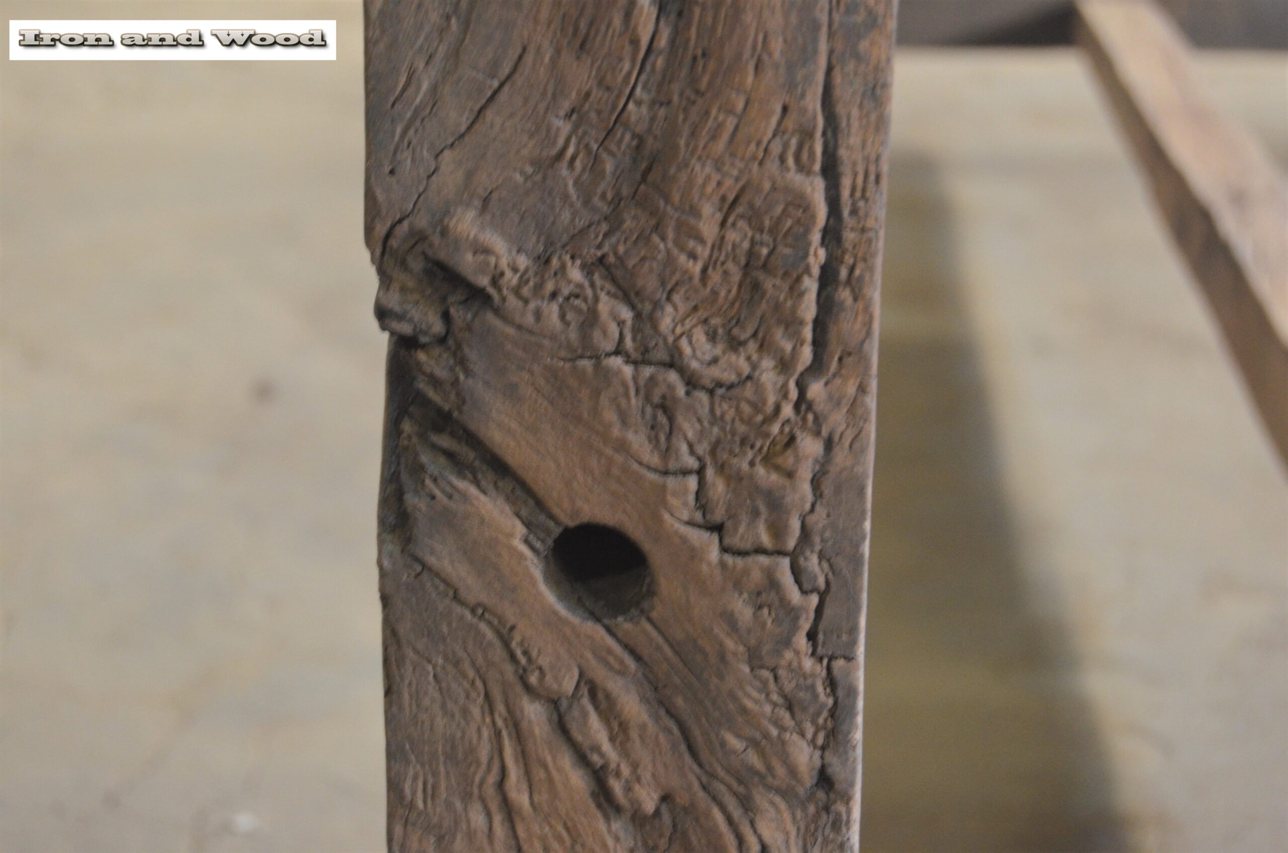 Oud eiken barnwood kloostertafel "Praag" - Afbeelding 23