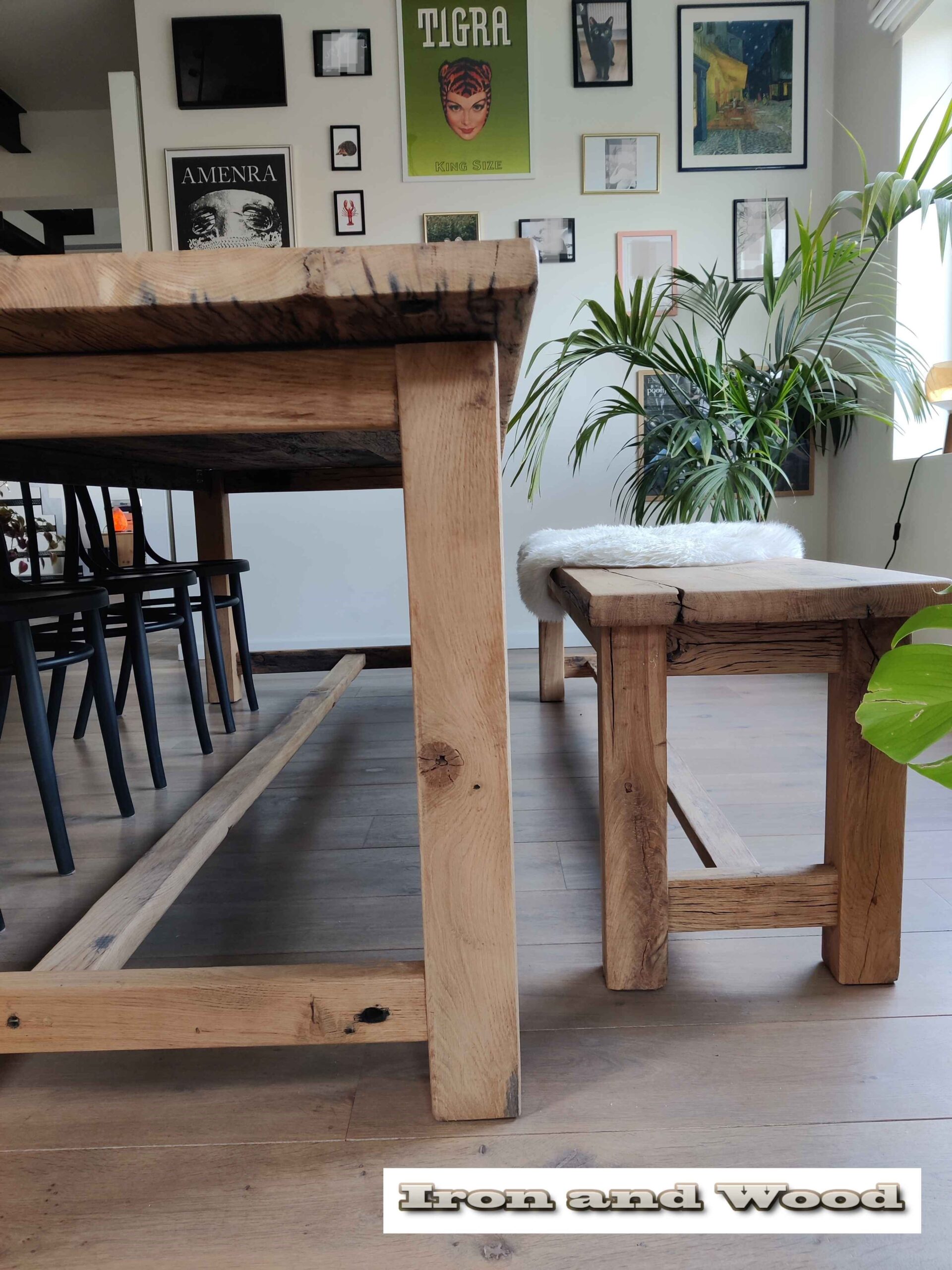 Oud eiken kloostertafel "Stavanger" - Afbeelding 11