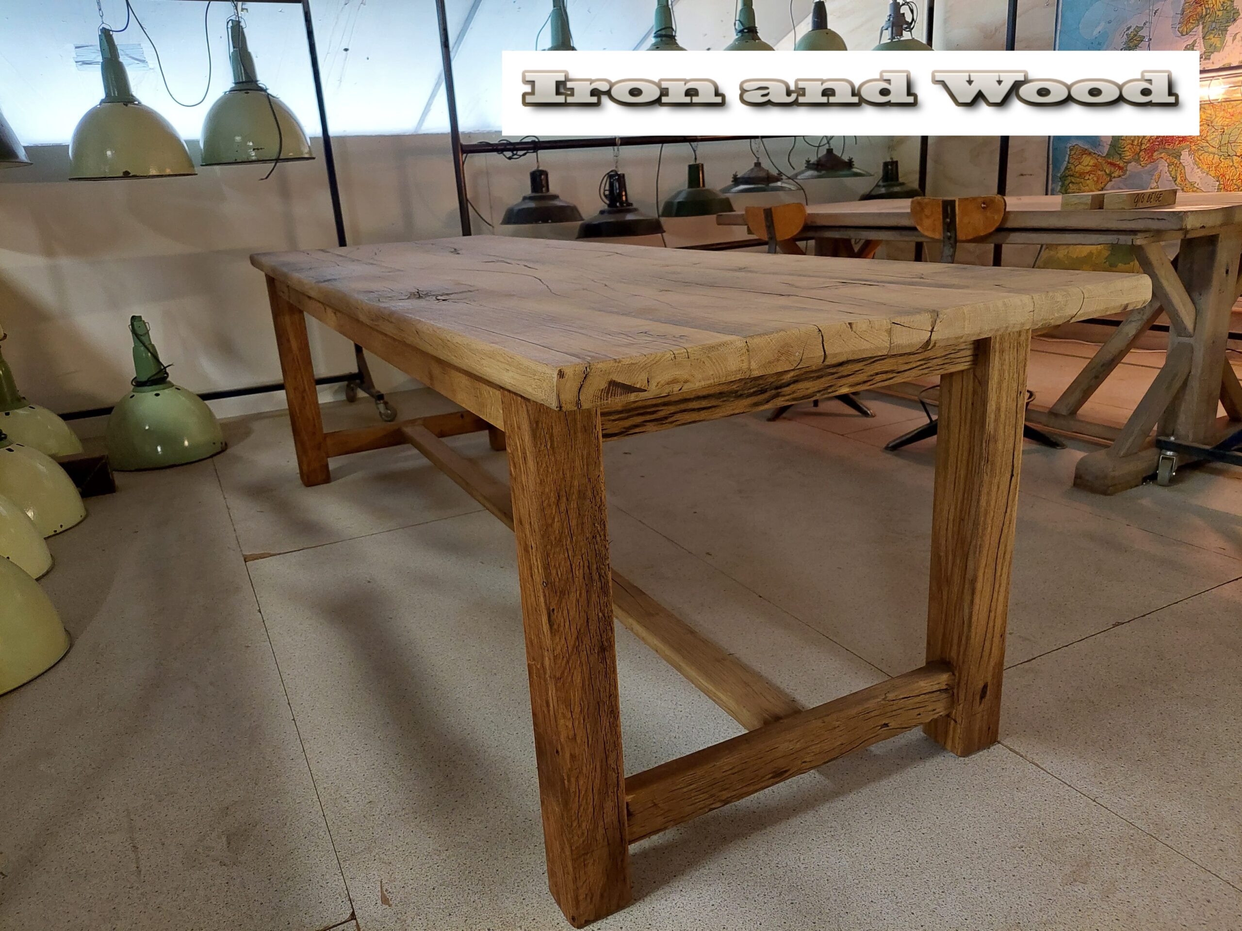 Oud eiken kloostertafel "Stavanger" - Afbeelding 5