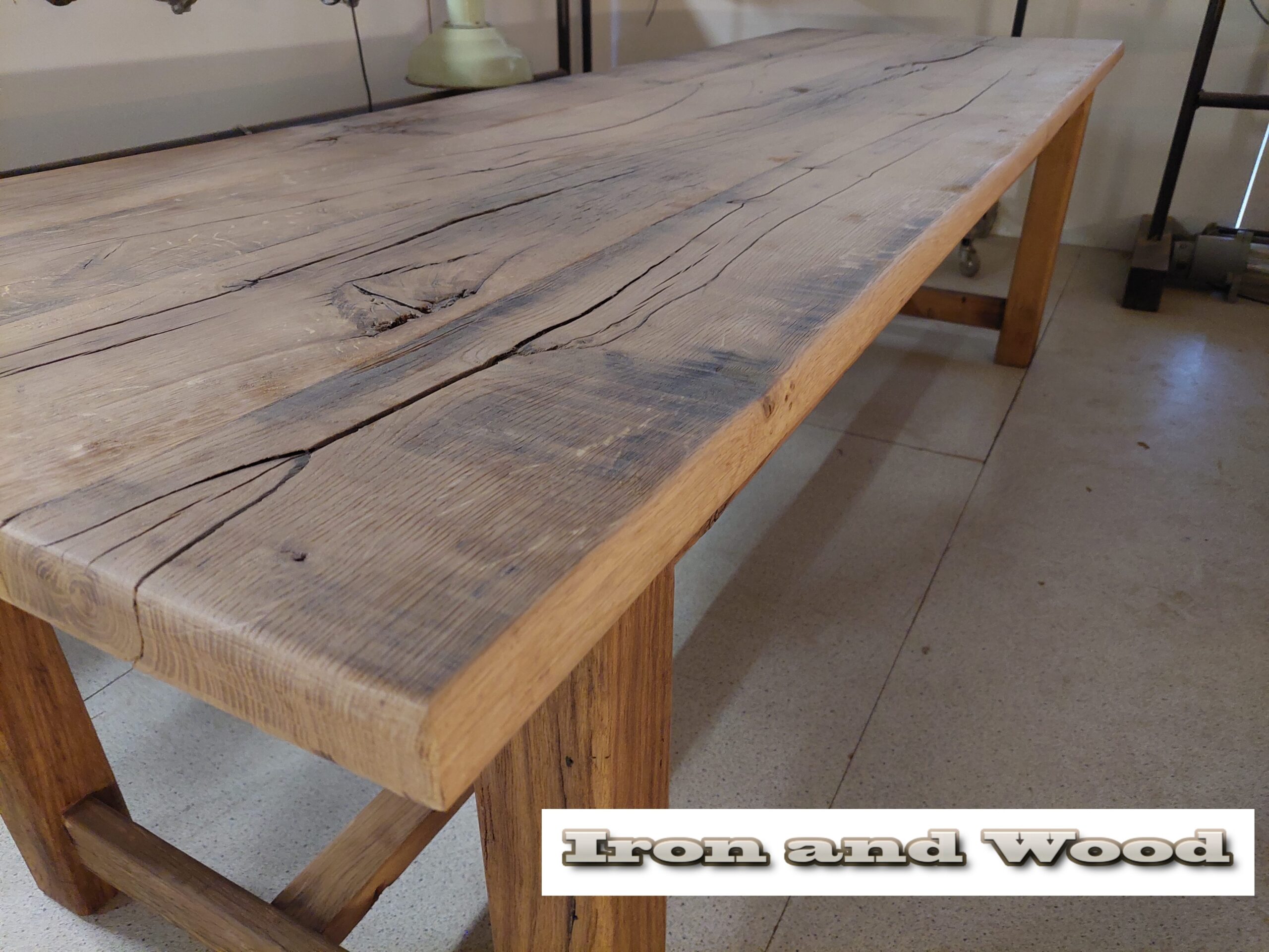 Oud eiken kloostertafel "Stavanger" - Afbeelding 3