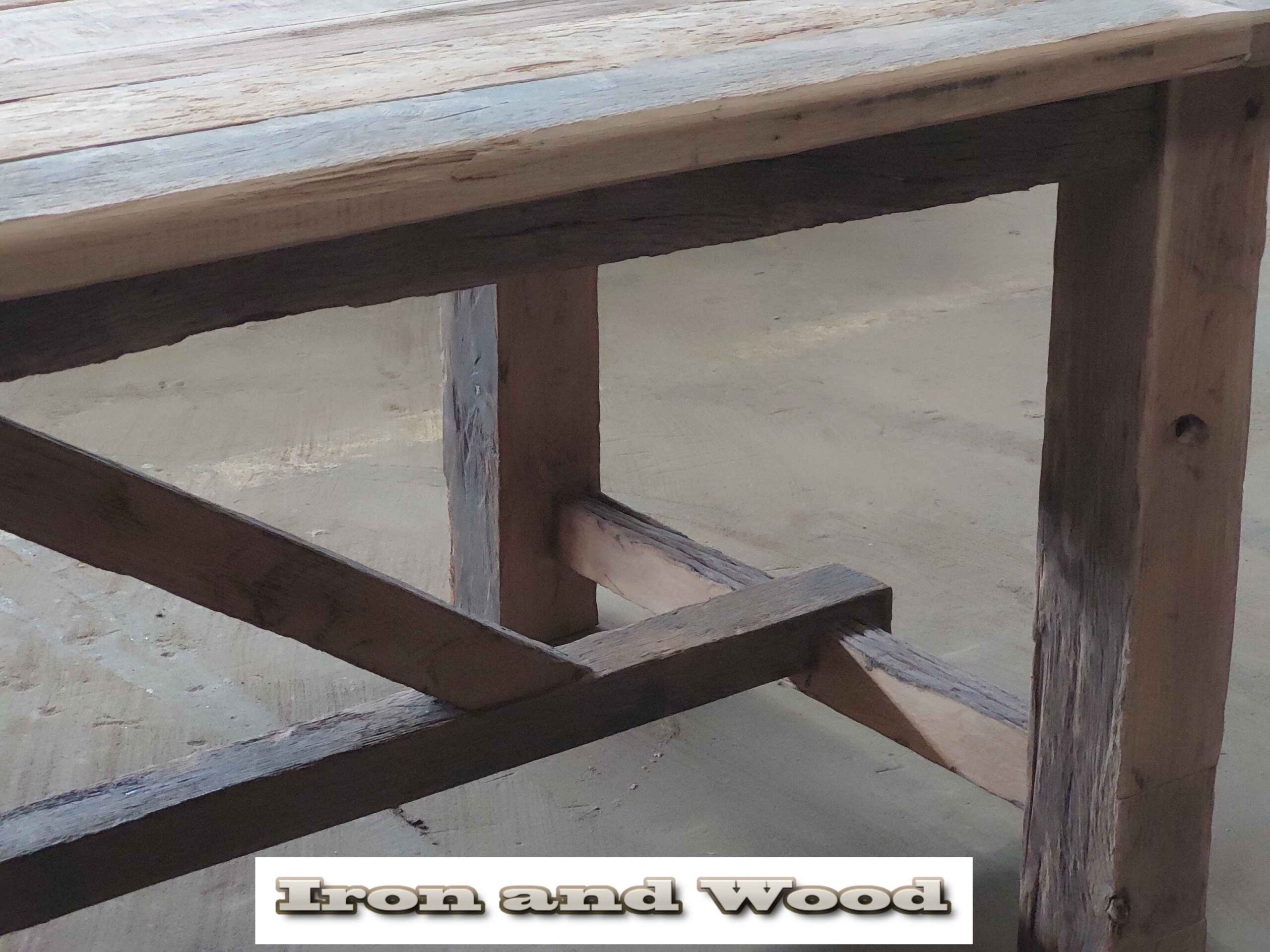 Oud eiken barnwood kloostertafel "Kiev" - Afbeelding 5