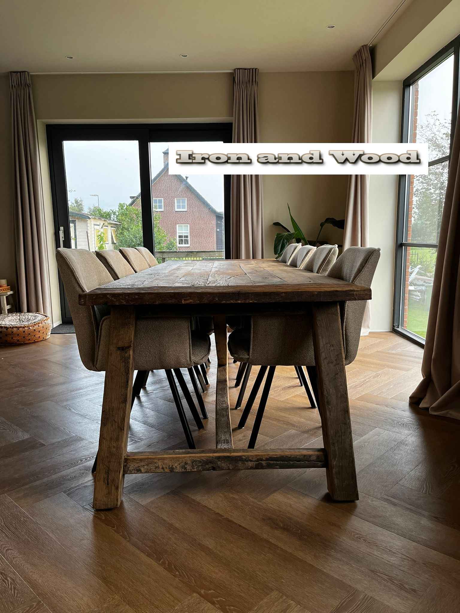 Eiken barnwood kloostertafel "Leningrad" - Afbeelding 5