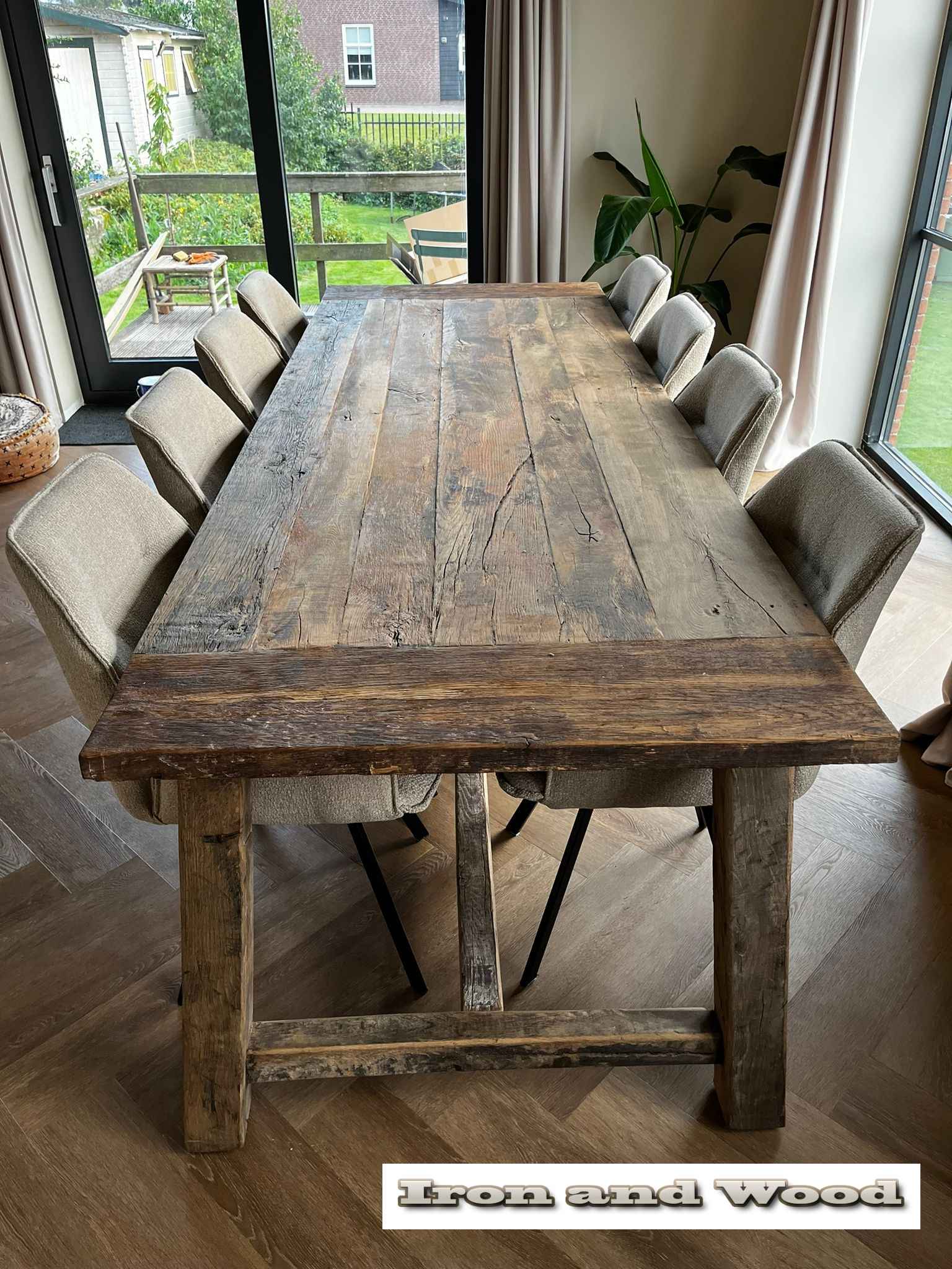 Eiken barnwood kloostertafel "Leningrad" - Afbeelding 4