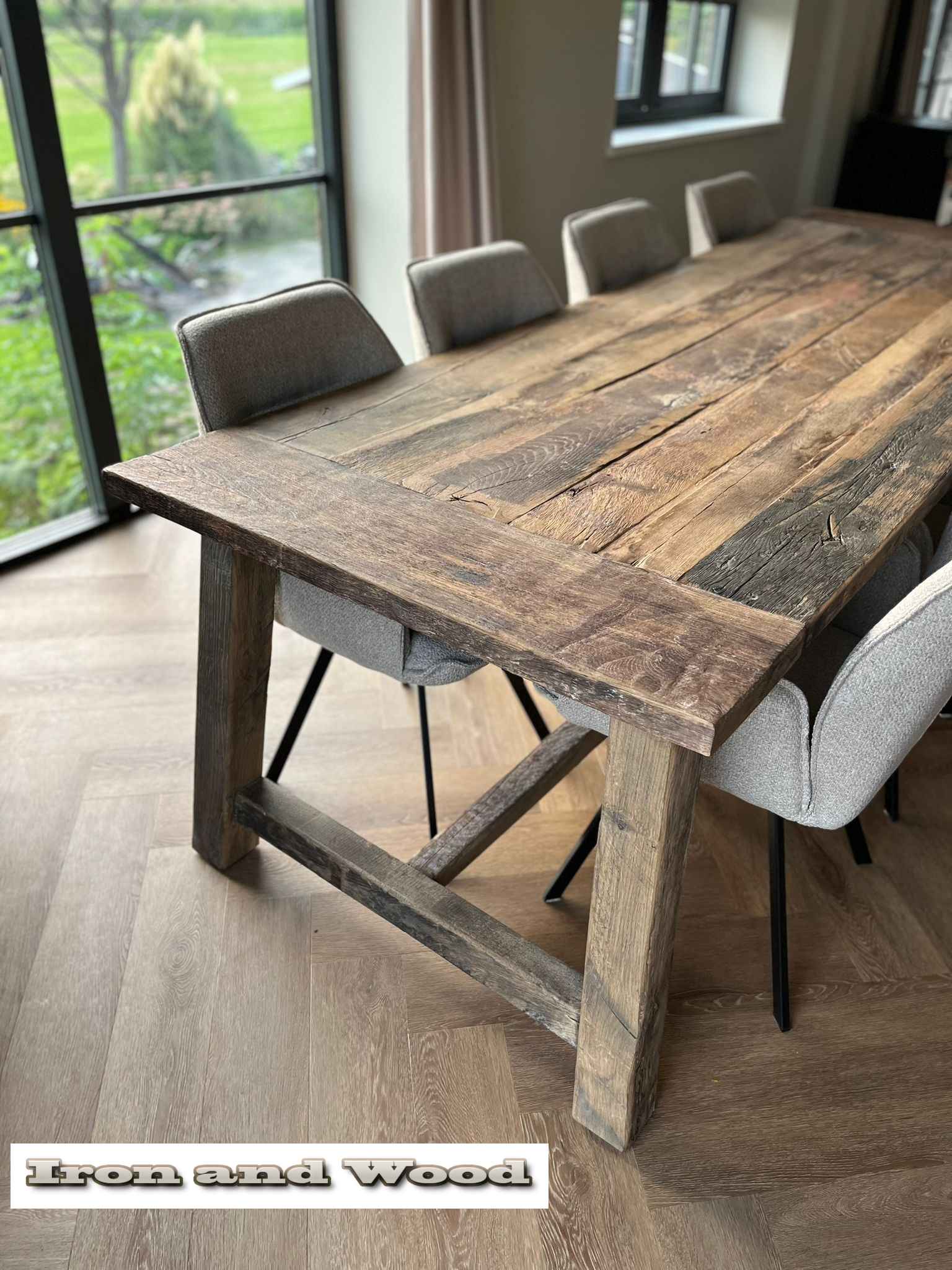 Eiken barnwood kloostertafel "Leningrad" - Afbeelding 9