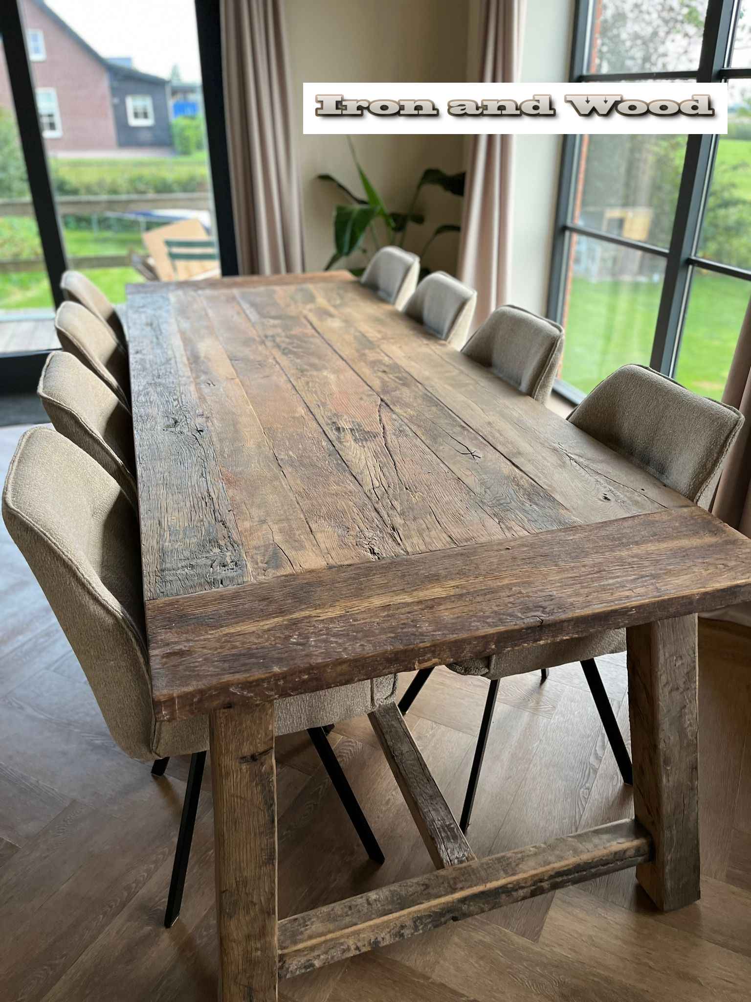 Eiken barnwood kloostertafel "Leningrad" - Afbeelding 6