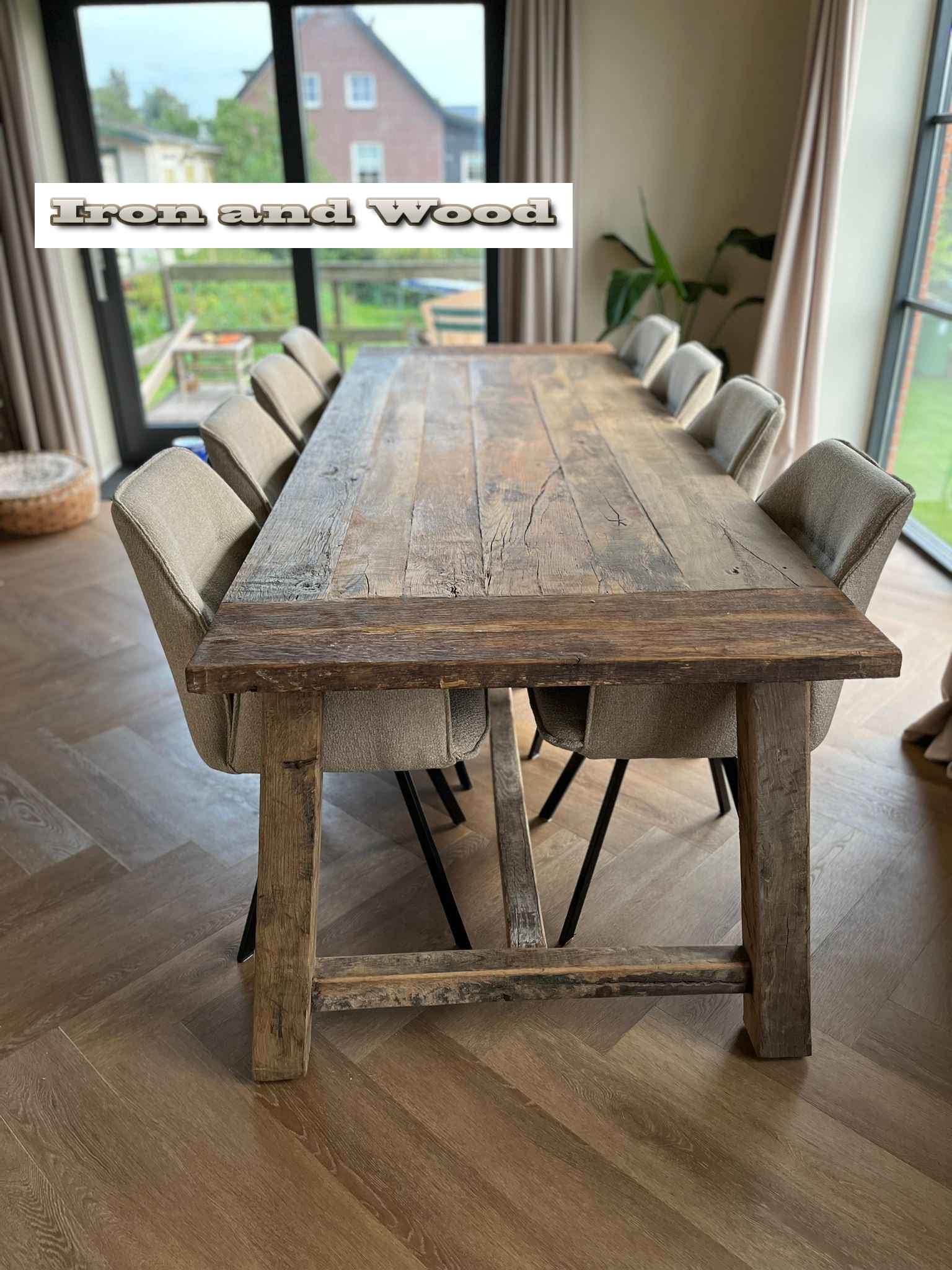 Eiken barnwood kloostertafel "Leningrad" - Afbeelding 10