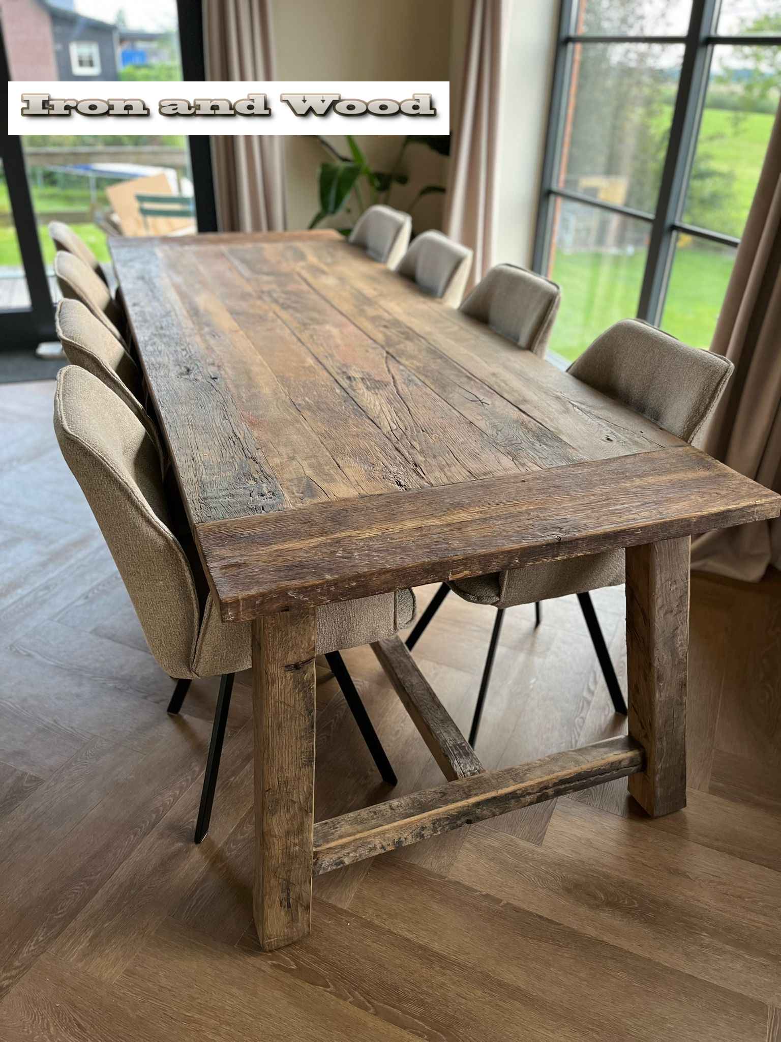 Eiken barnwood kloostertafel "Leningrad" - Afbeelding 11
