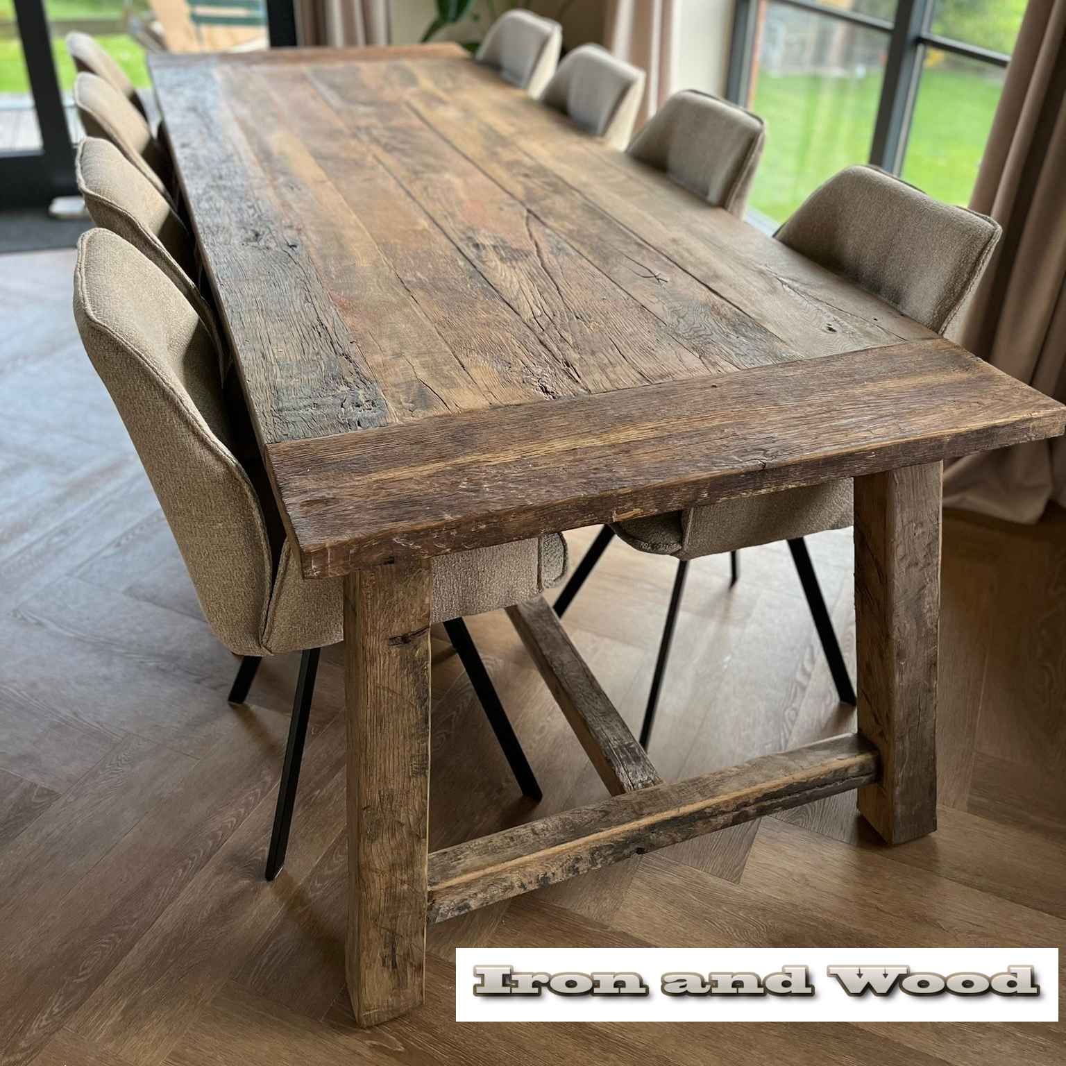 Eiken barnwood kloostertafel "Leningrad" - Afbeelding 2