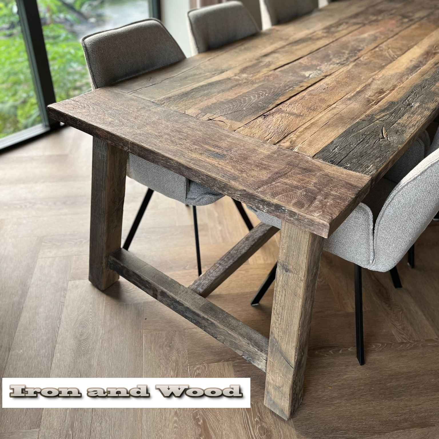 Eiken barnwood kloostertafel "Leningrad" - Afbeelding 3