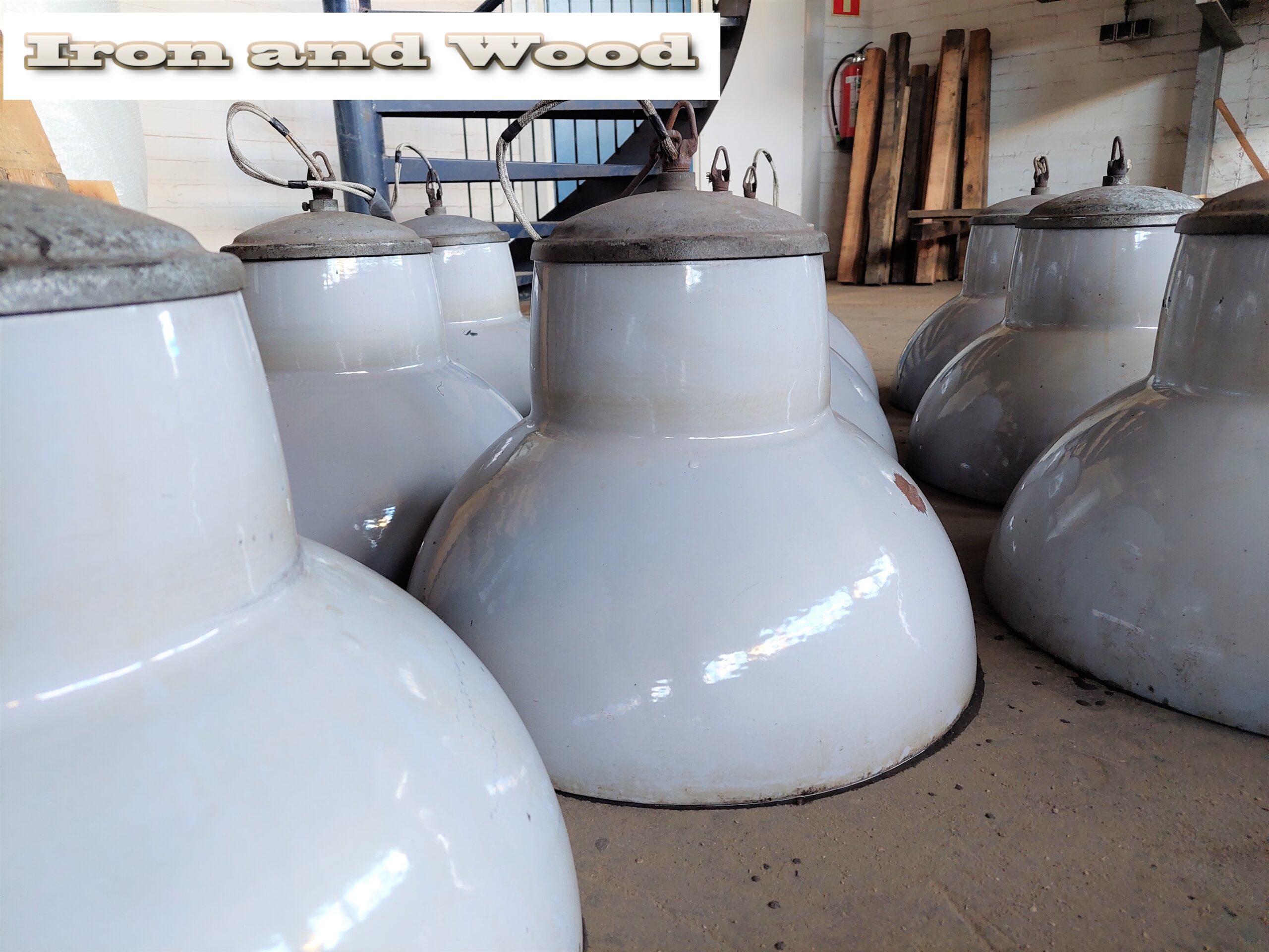 Grote industriele grijze emaille Philips lampen / fabriekslampen - Afbeelding 3