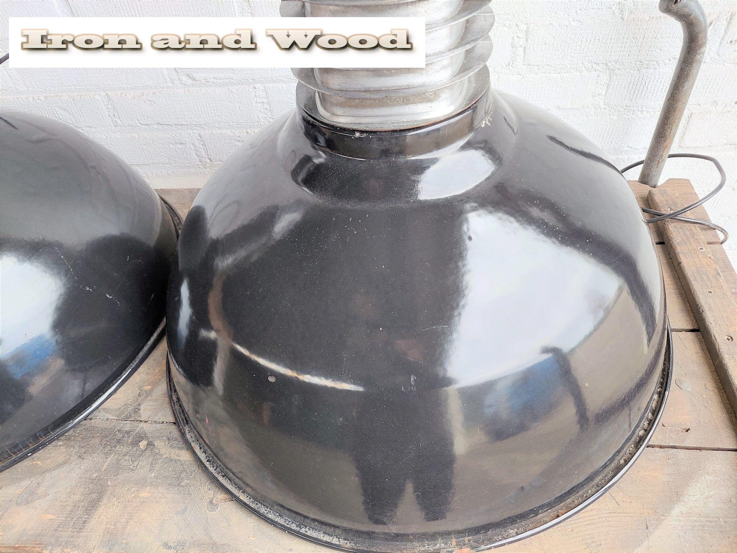 Grote zwarte industriële oude Philips lamp / fabriekslamp - Afbeelding 10