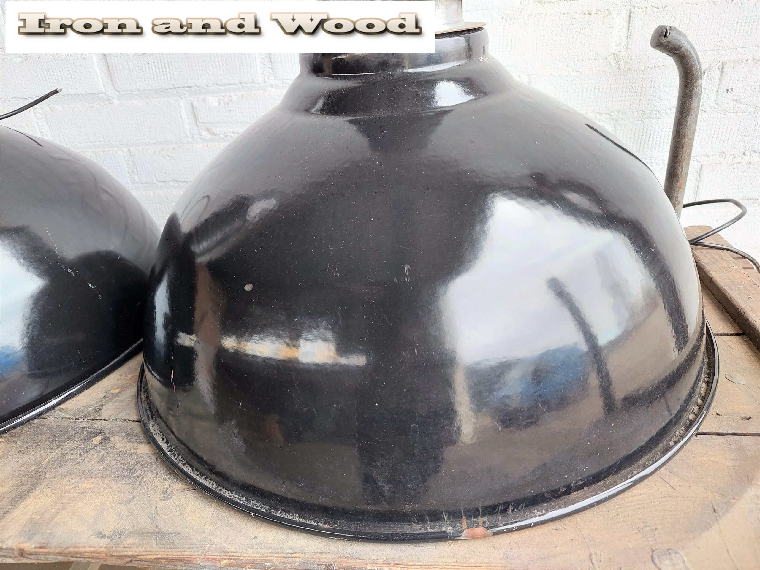 Grote zwarte industriële oude Philips lamp / fabriekslamp - Afbeelding 5