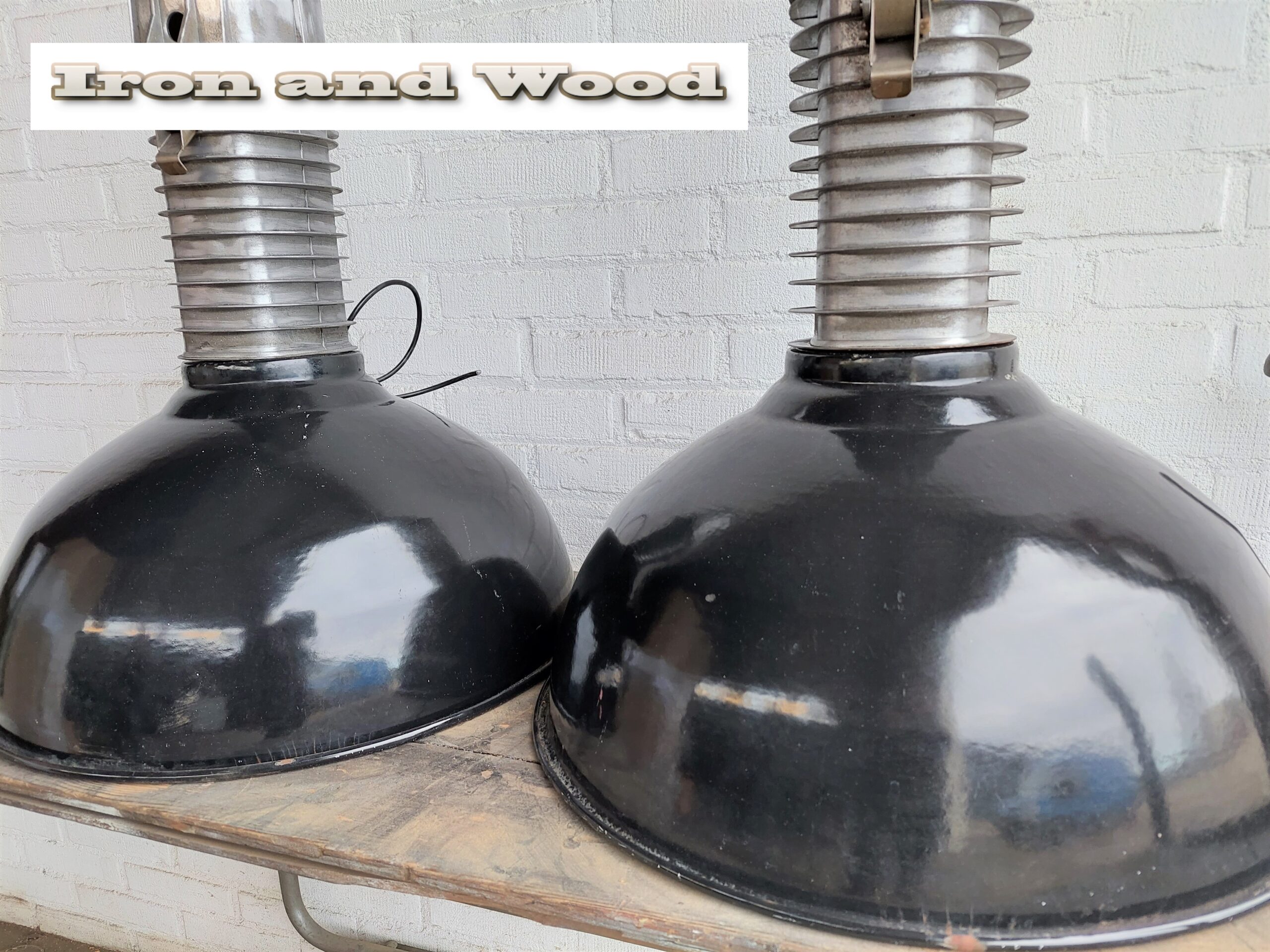 Grote zwarte industriële oude Philips lamp / fabriekslamp - Afbeelding 7