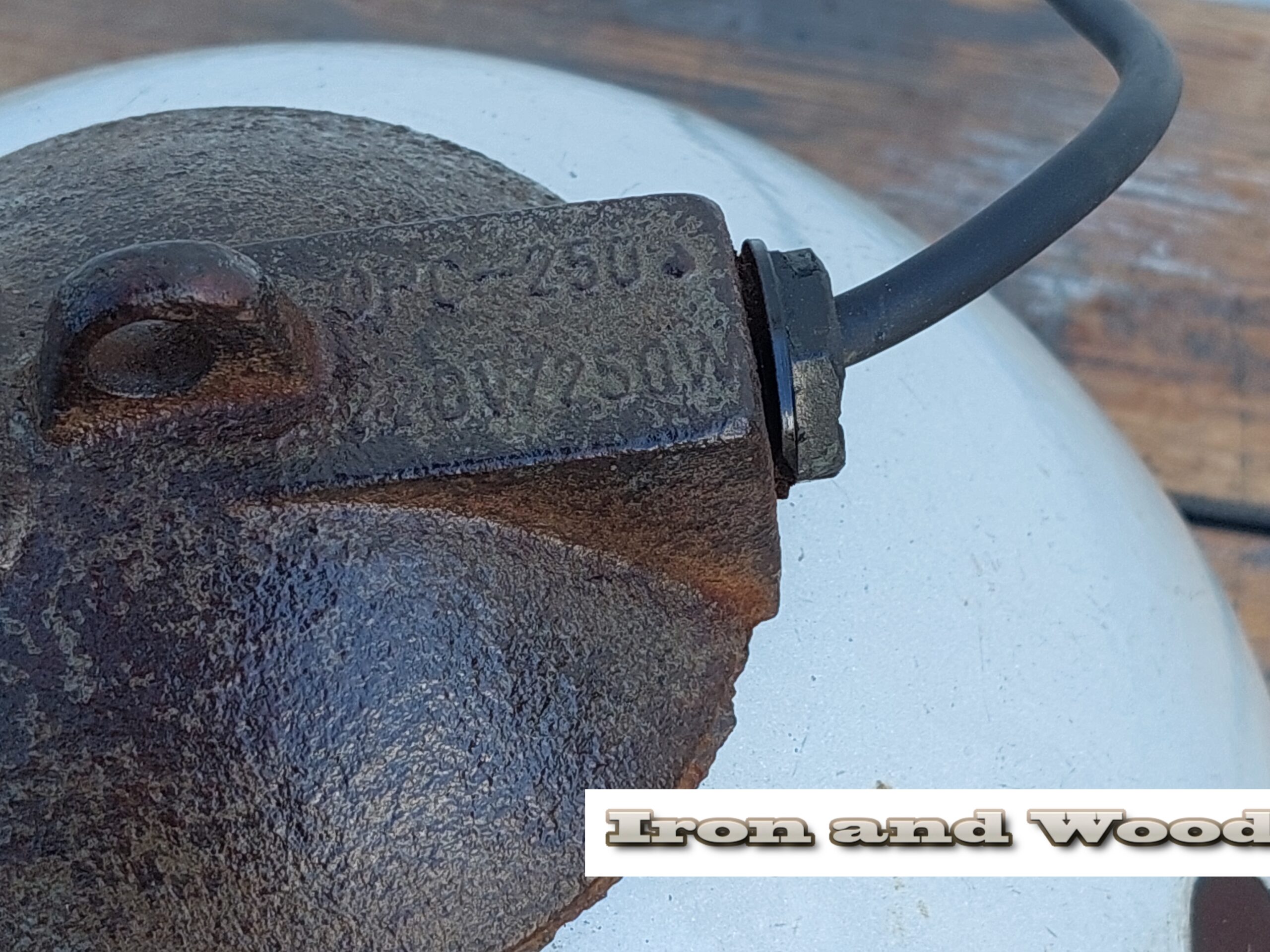 Vintage grijze oude emaille lamp - Afbeelding 3