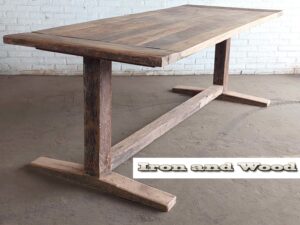 Oud eiken barnwood kloostertafel / kasteeltafel "Riga"