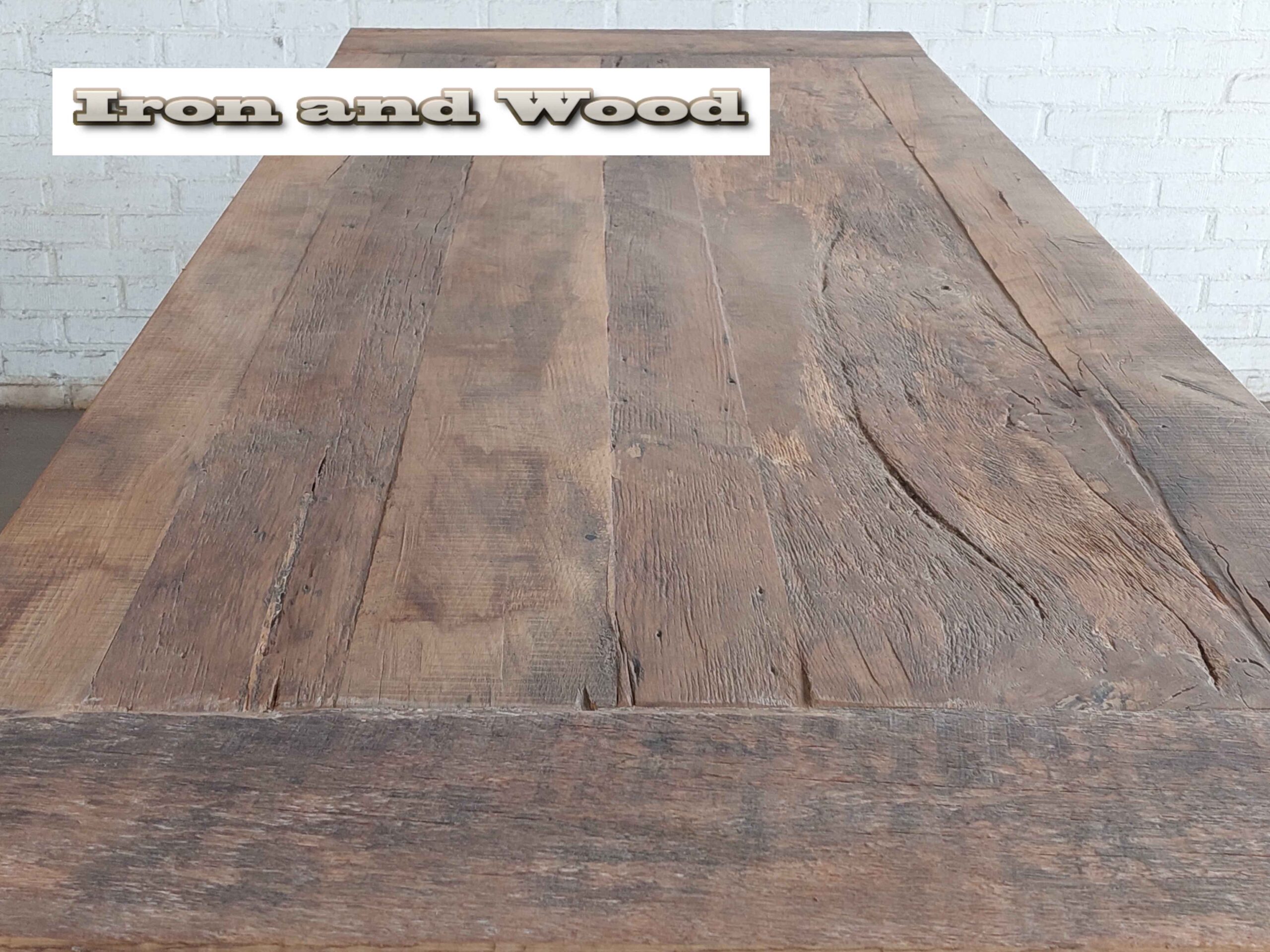 Oud eiken barnwood kloostertafel / kasteeltafel "Riga" - Afbeelding 8