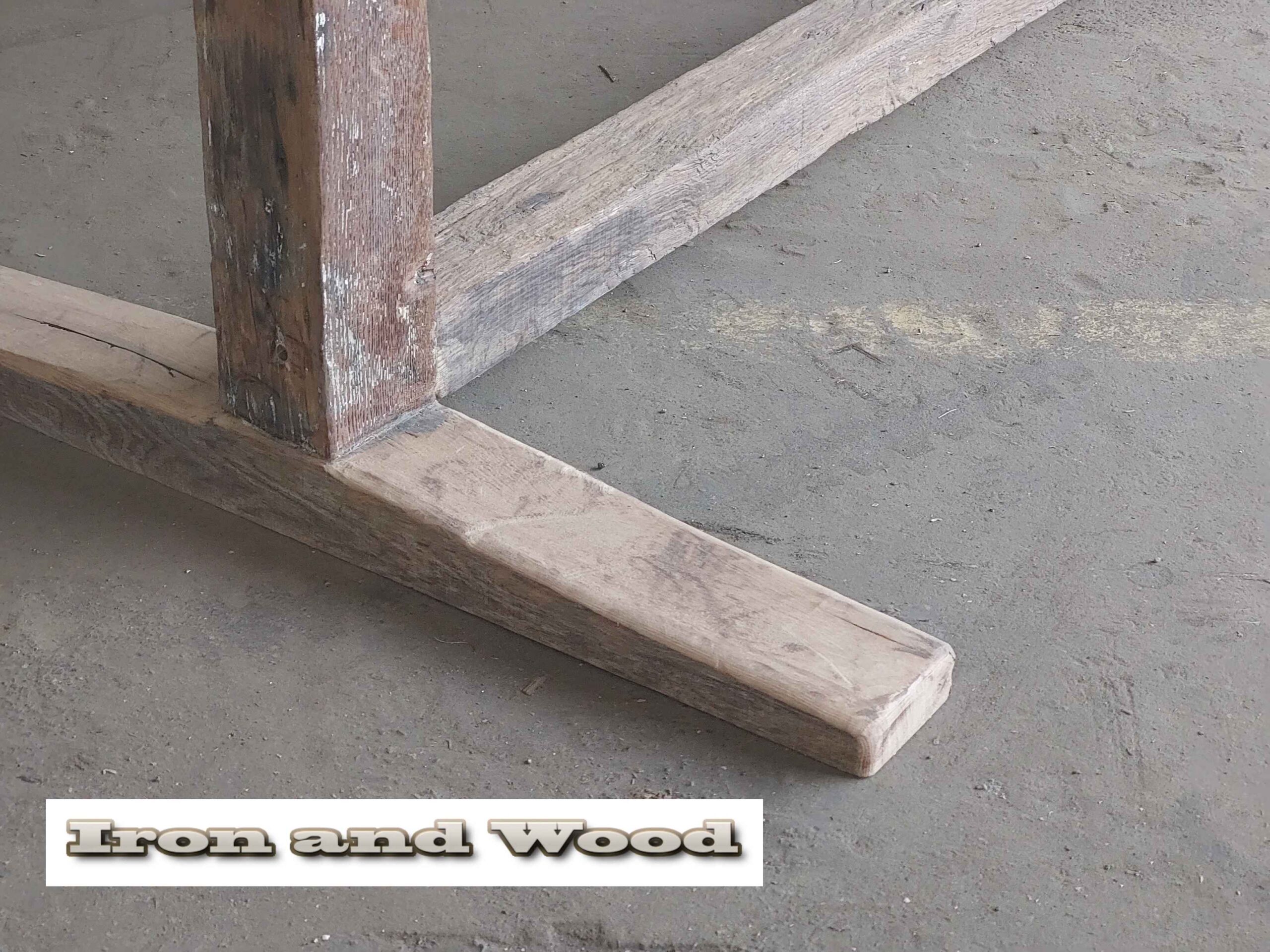 Oud eiken barnwood kloostertafel / kasteeltafel "Riga" - Afbeelding 3