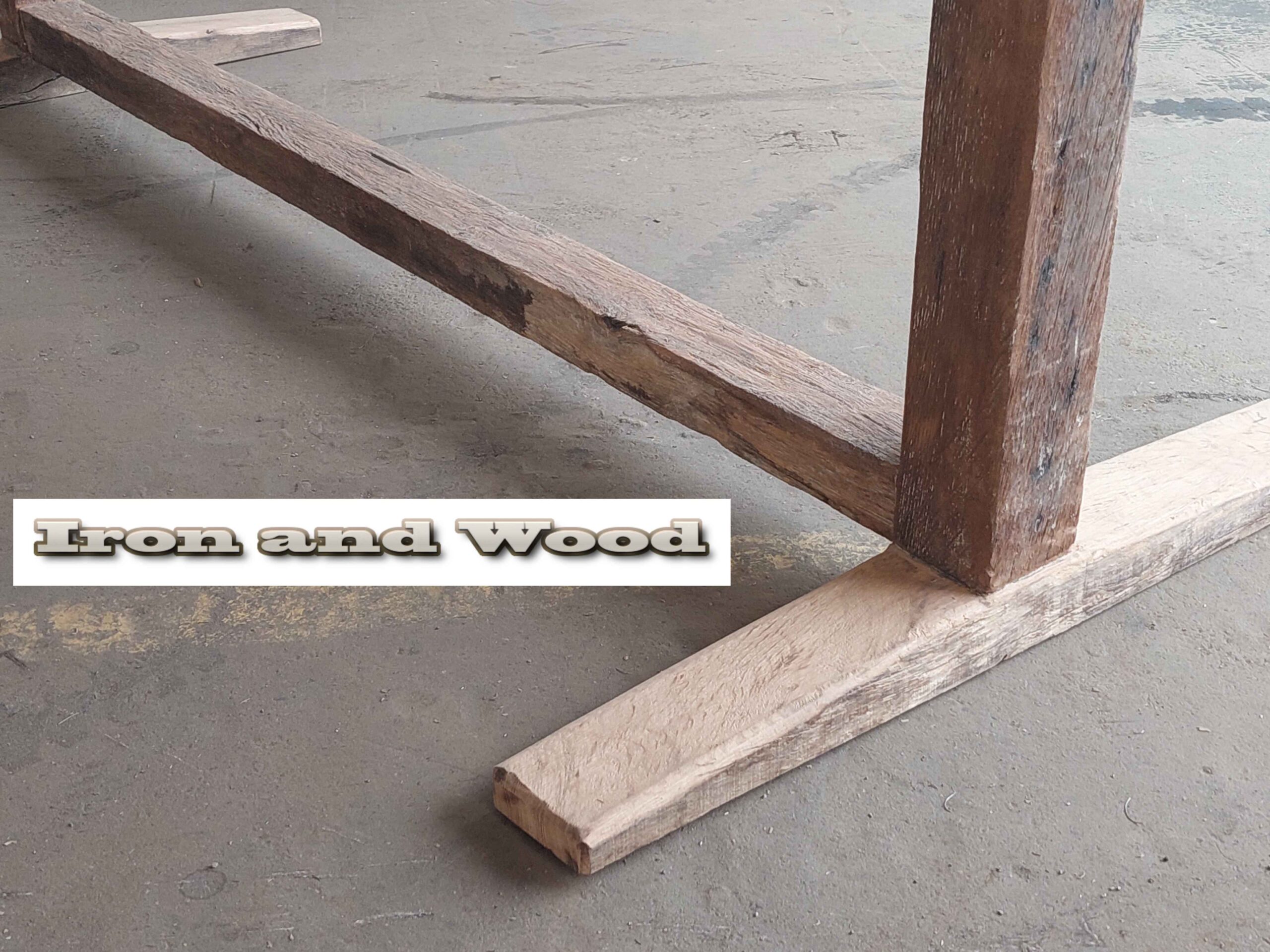Oud eiken barnwood kloostertafel / kasteeltafel "Riga" - Afbeelding 11