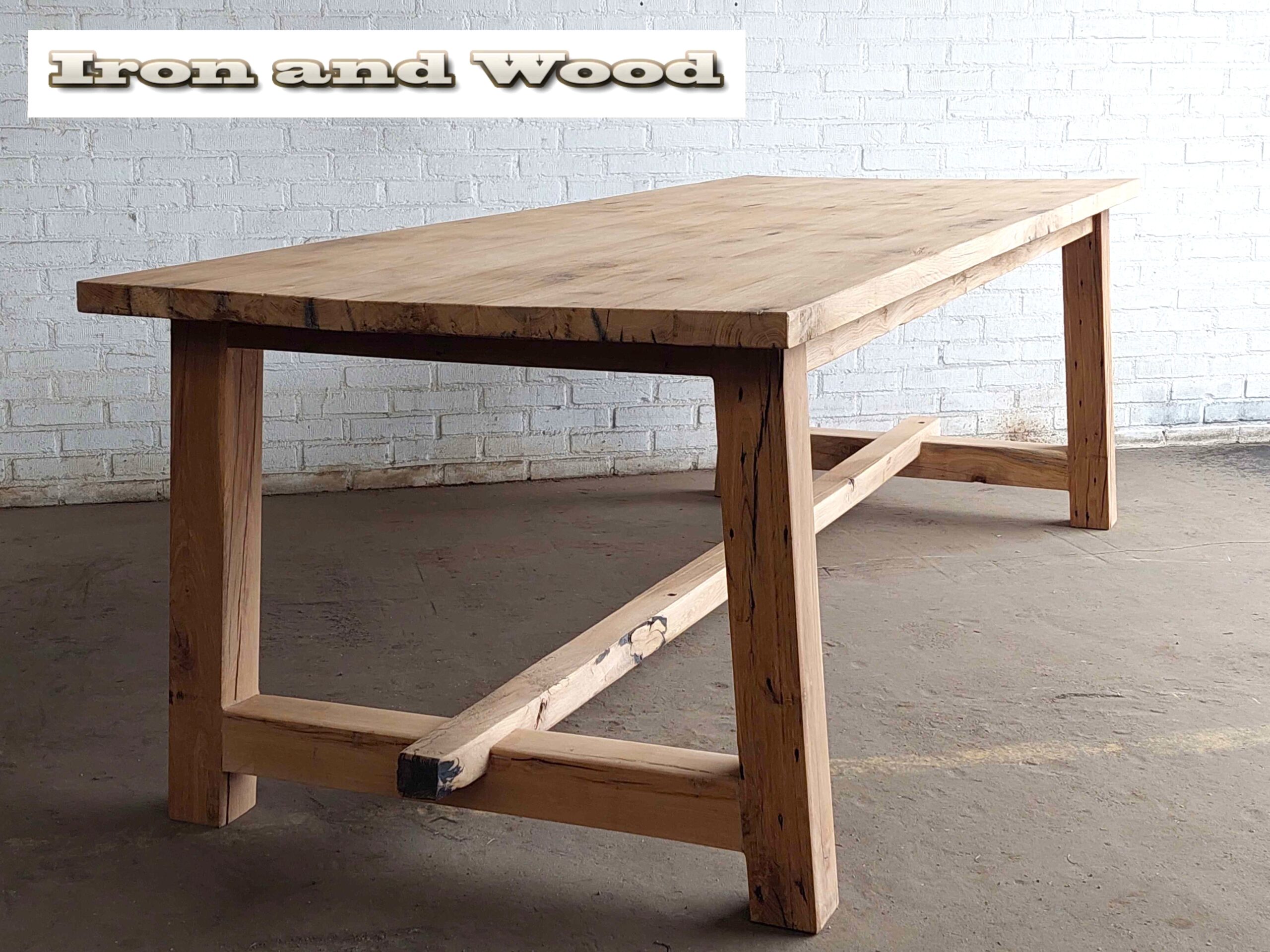 Oud eiken kloostertafel "Warschau" - Afbeelding 3