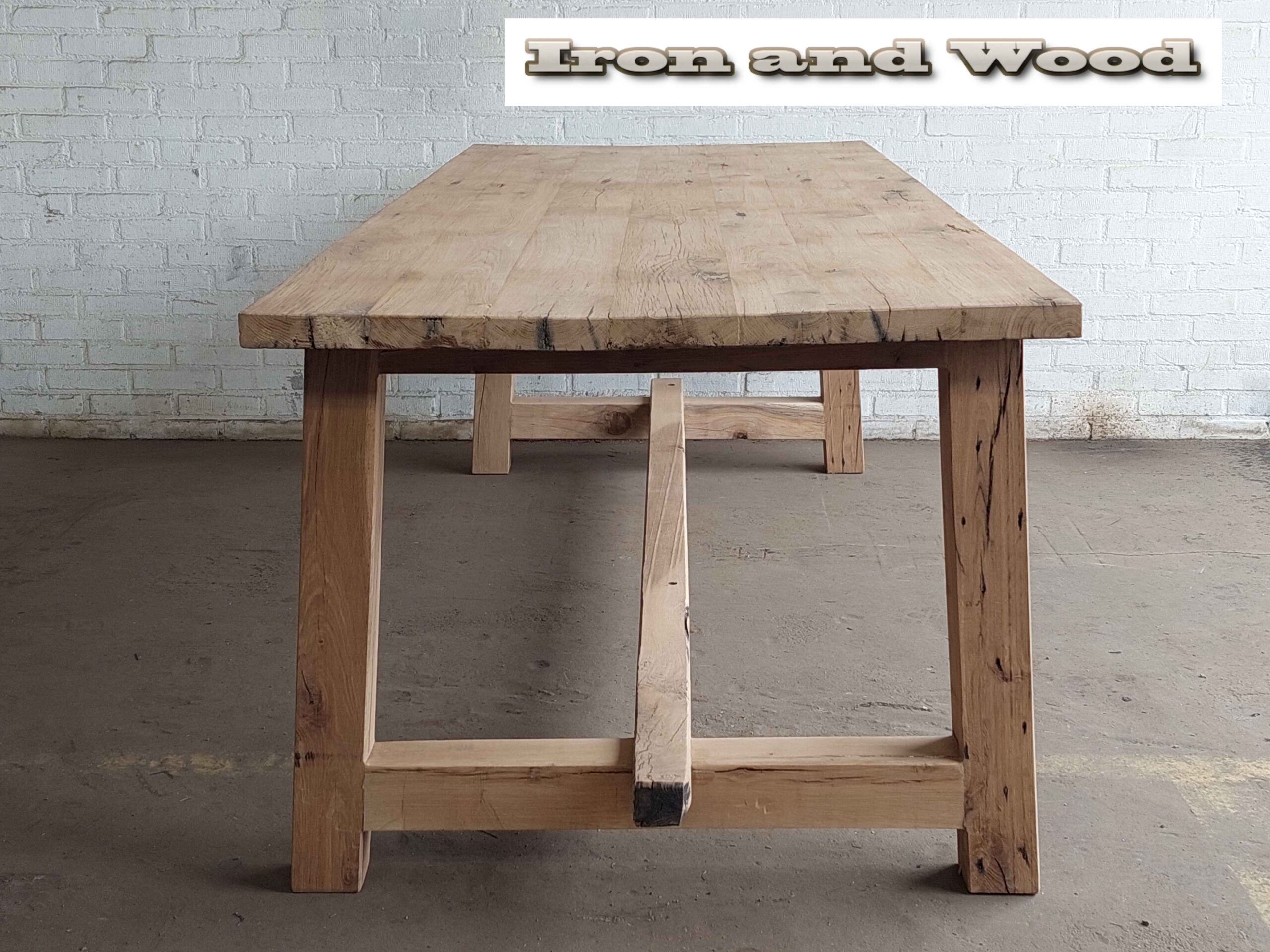 Oud eiken kloostertafel "Warschau" - Afbeelding 4
