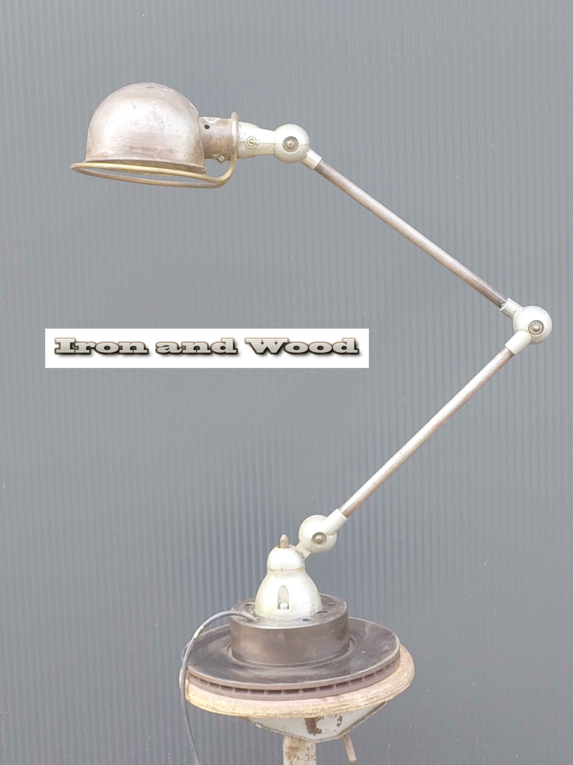 Groen/grijze oude vintage industriele 2 arm Jielde lamp - Afbeelding 9