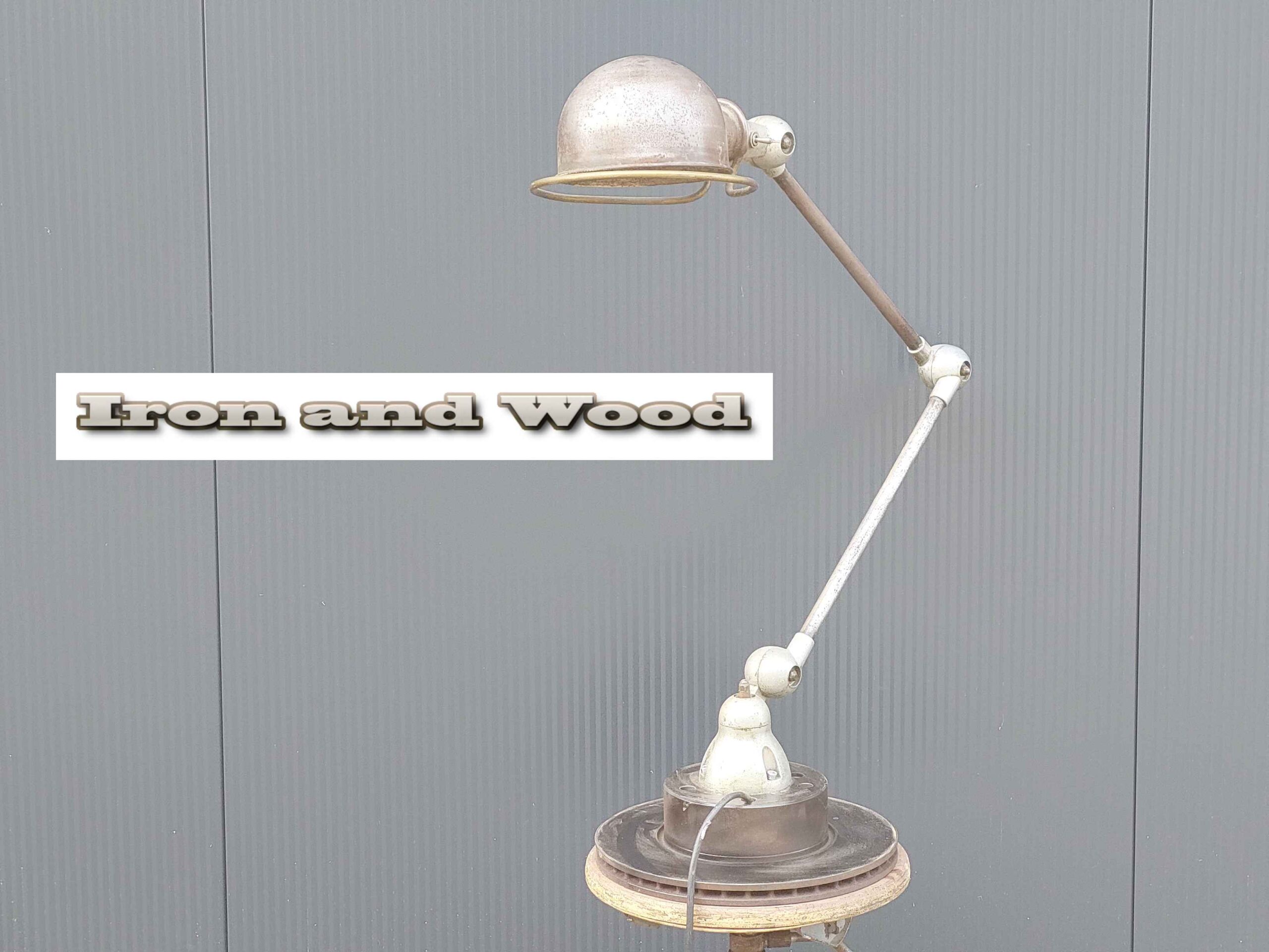 Groen/grijze oude vintage industriele 2 arm Jielde lamp - Afbeelding 7