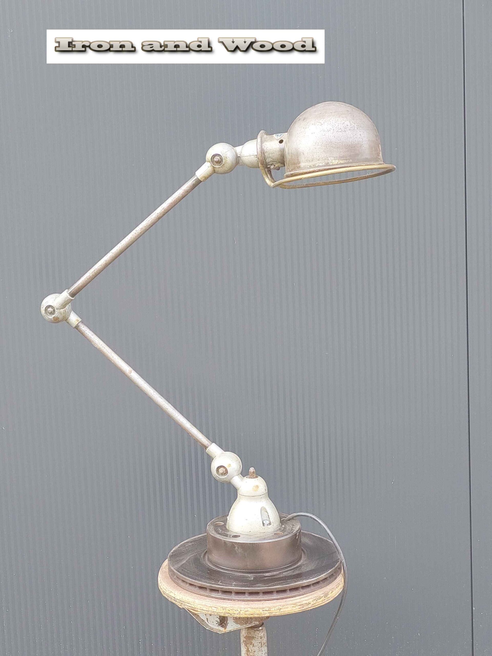 Groen/grijze oude vintage industriele 2 arm Jielde lamp - Afbeelding 10