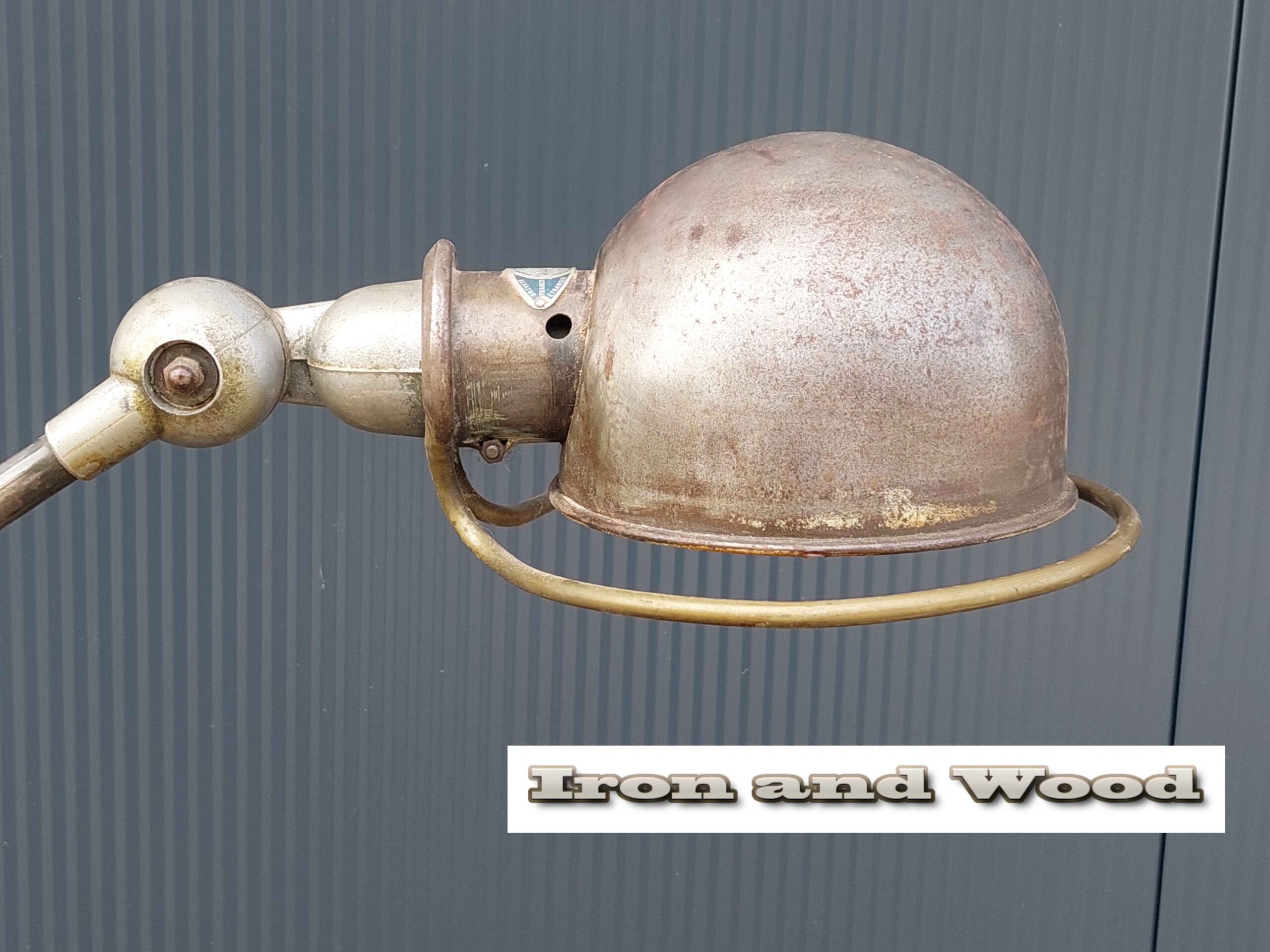 Groen/grijze oude vintage industriele 2 arm Jielde lamp - Afbeelding 6