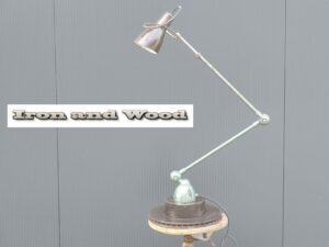 Oude zwart/ groene Lumina breveté bureaulamp / werkplaatslamp