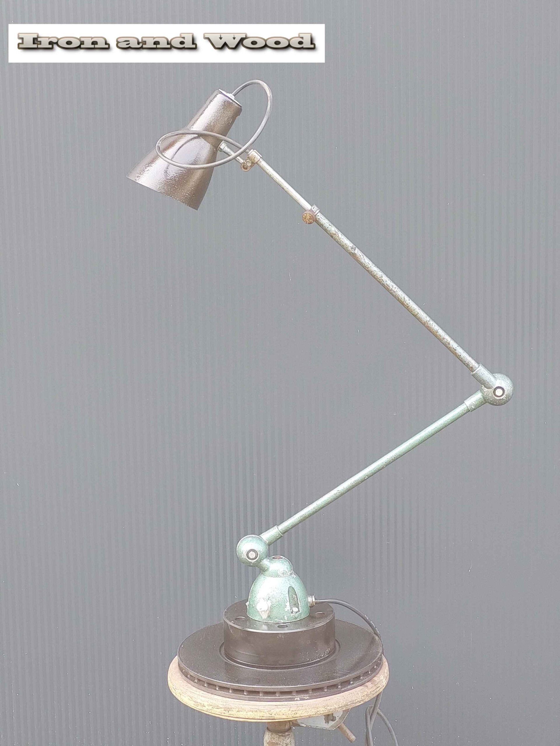 Oude zwart/ groene Lumina breveté bureaulamp / werkplaatslamp - Afbeelding 7