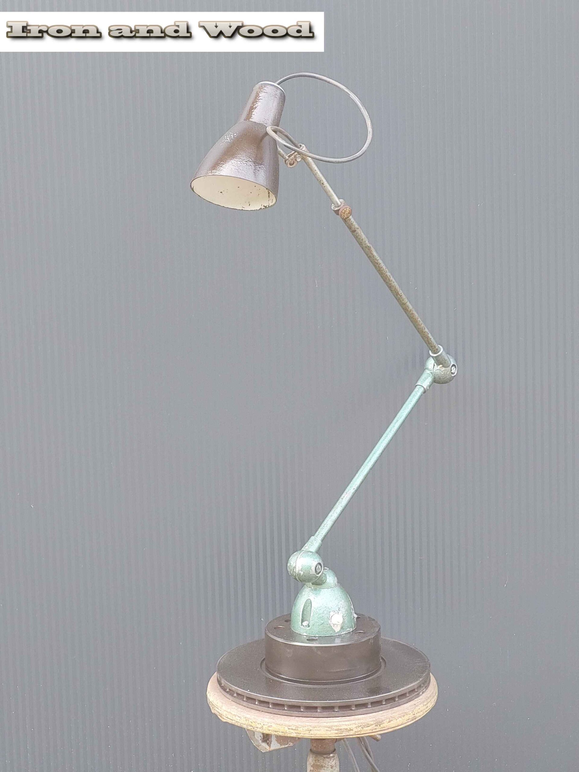 Oude zwart/ groene Lumina breveté bureaulamp / werkplaatslamp - Afbeelding 10