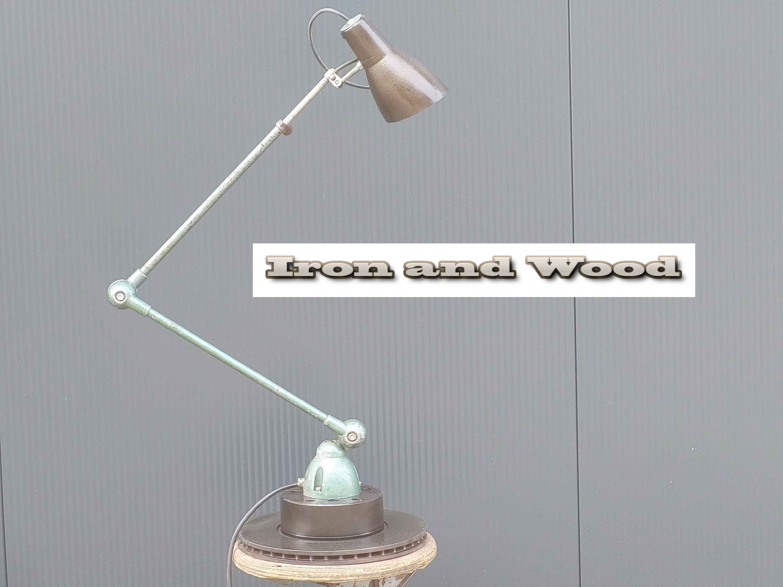 Oude zwart/ groene Lumina breveté bureaulamp / werkplaatslamp - Afbeelding 3