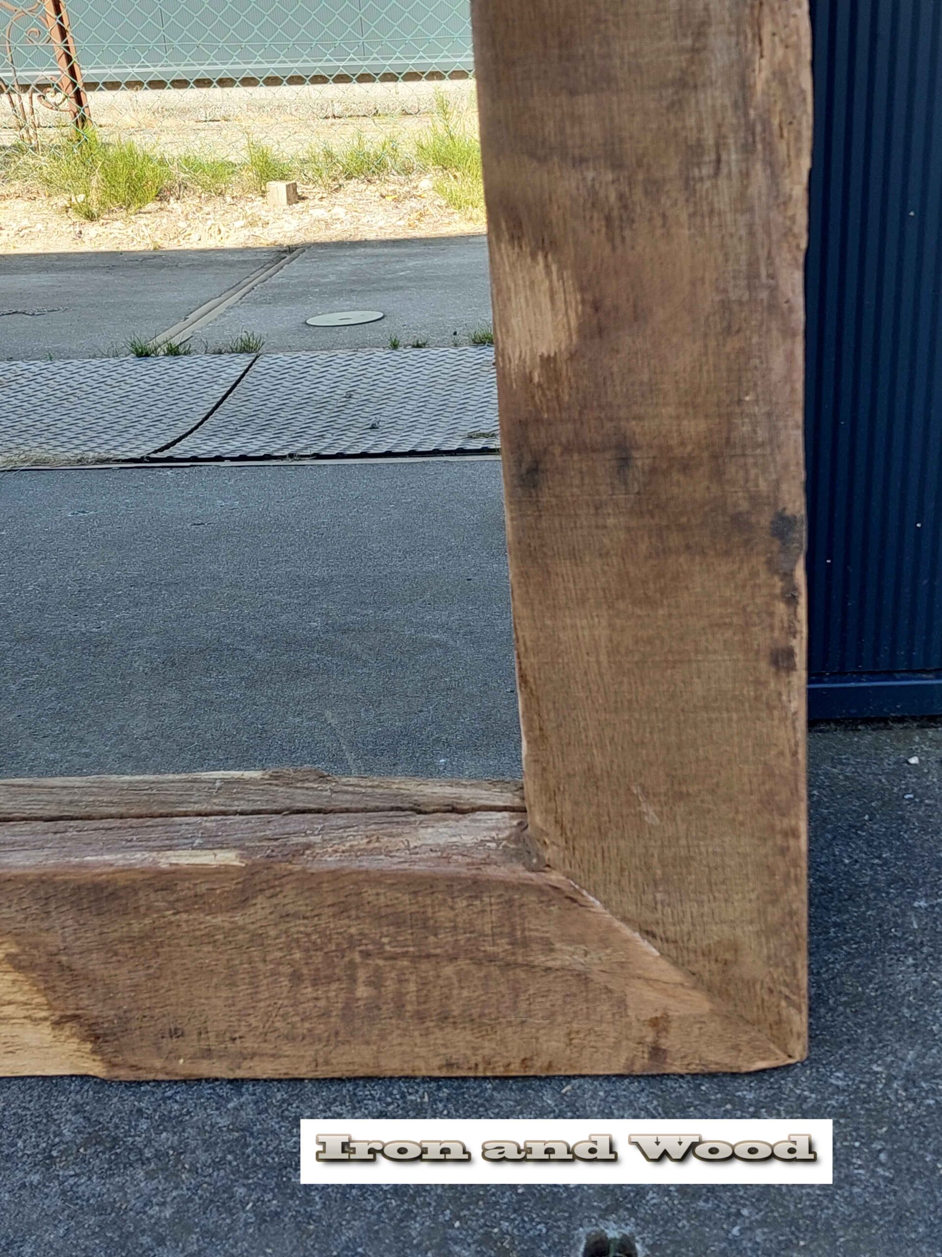 Robuuste grote XXL spiegel van oude eiken wagonplanken , afm. 185 x 89 lijst 15,5 - Afbeelding 9
