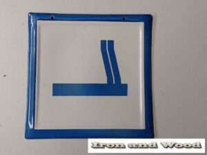 Vintage oud blauw wit emaille bord roken