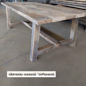 Oud eiken barnwood kloostertafel "Reykjavik"
