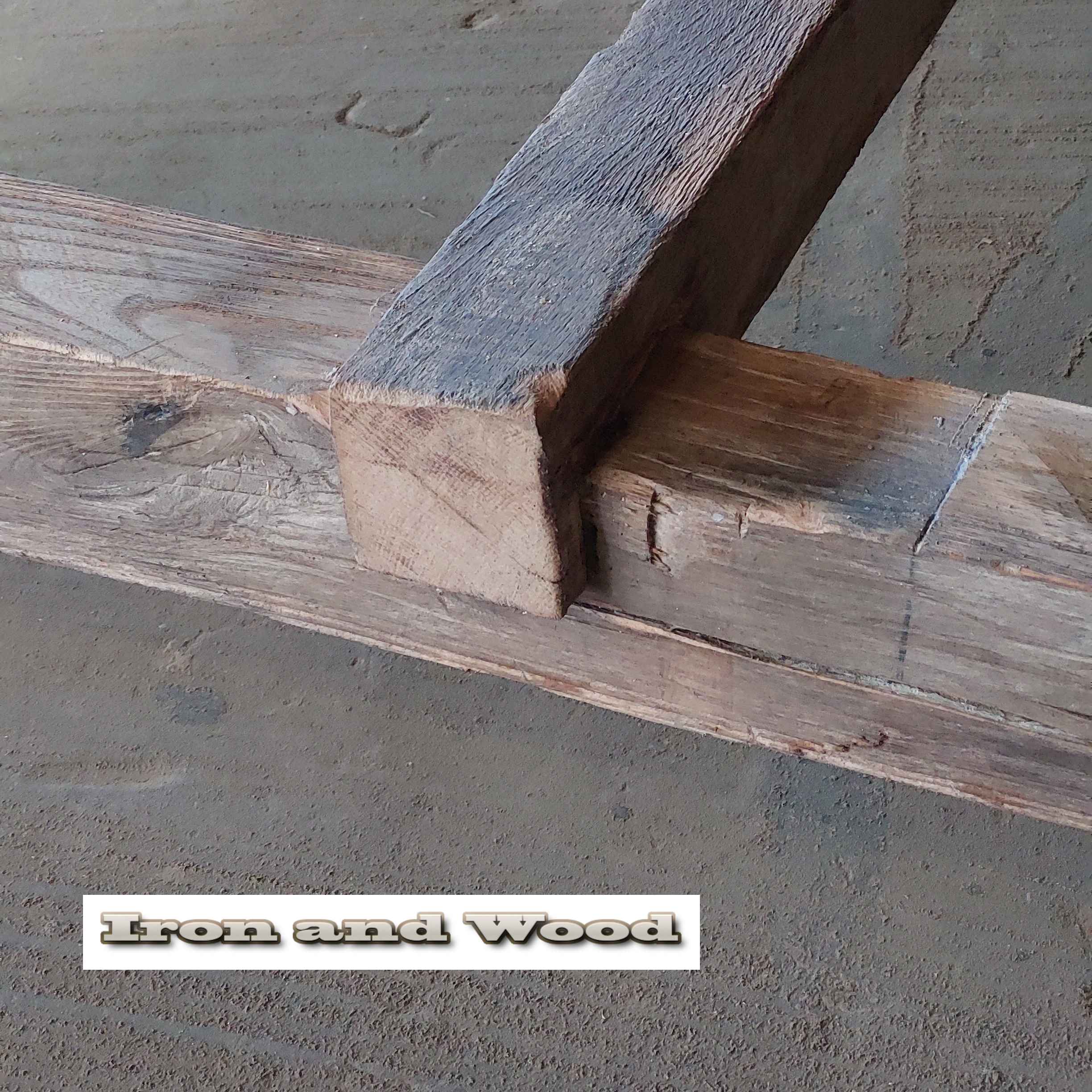 Oud eiken barnwood kloostertafel "Reykjavik" - Afbeelding 7